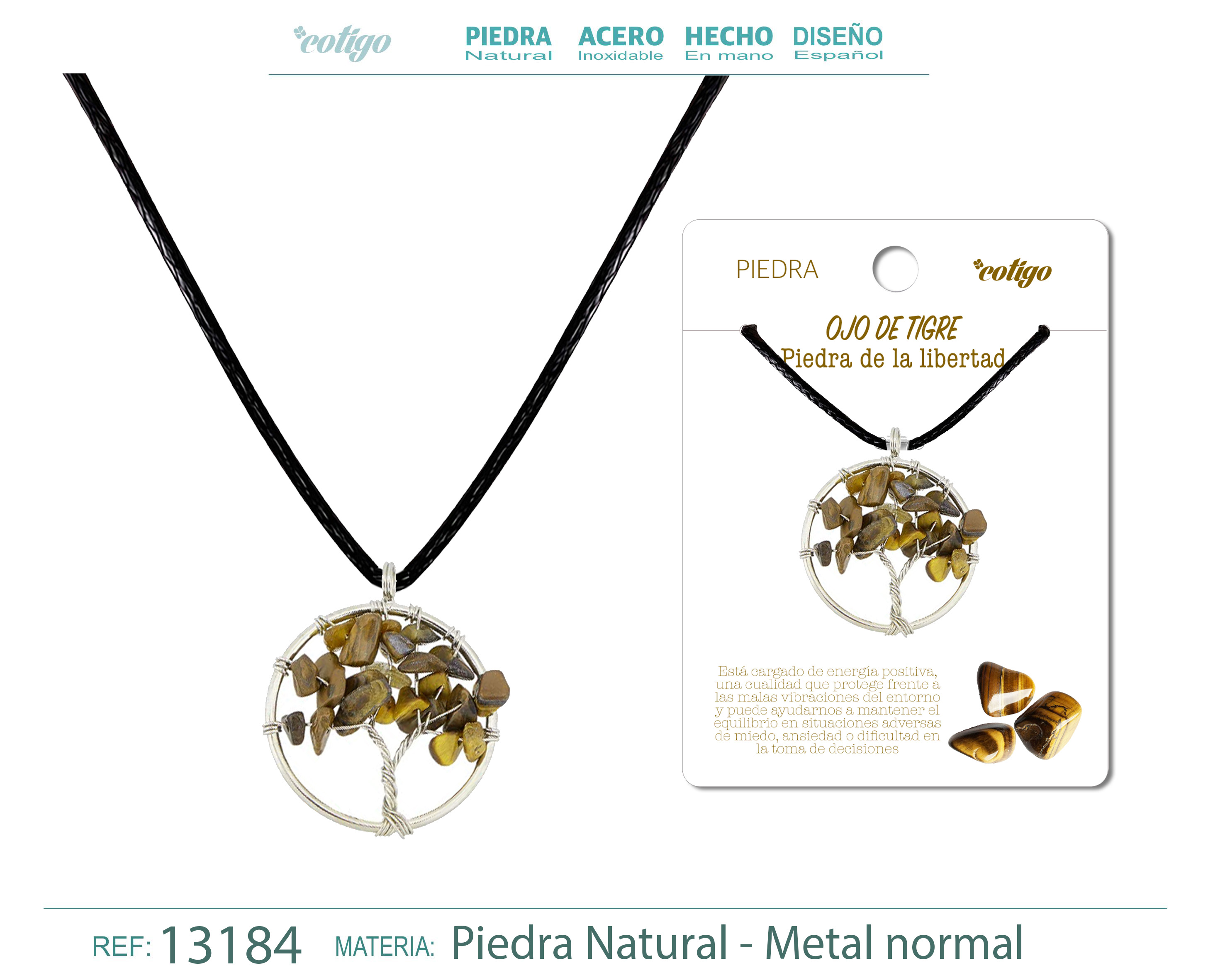 Colgante árbol de vida de piedra Ojo de tigre