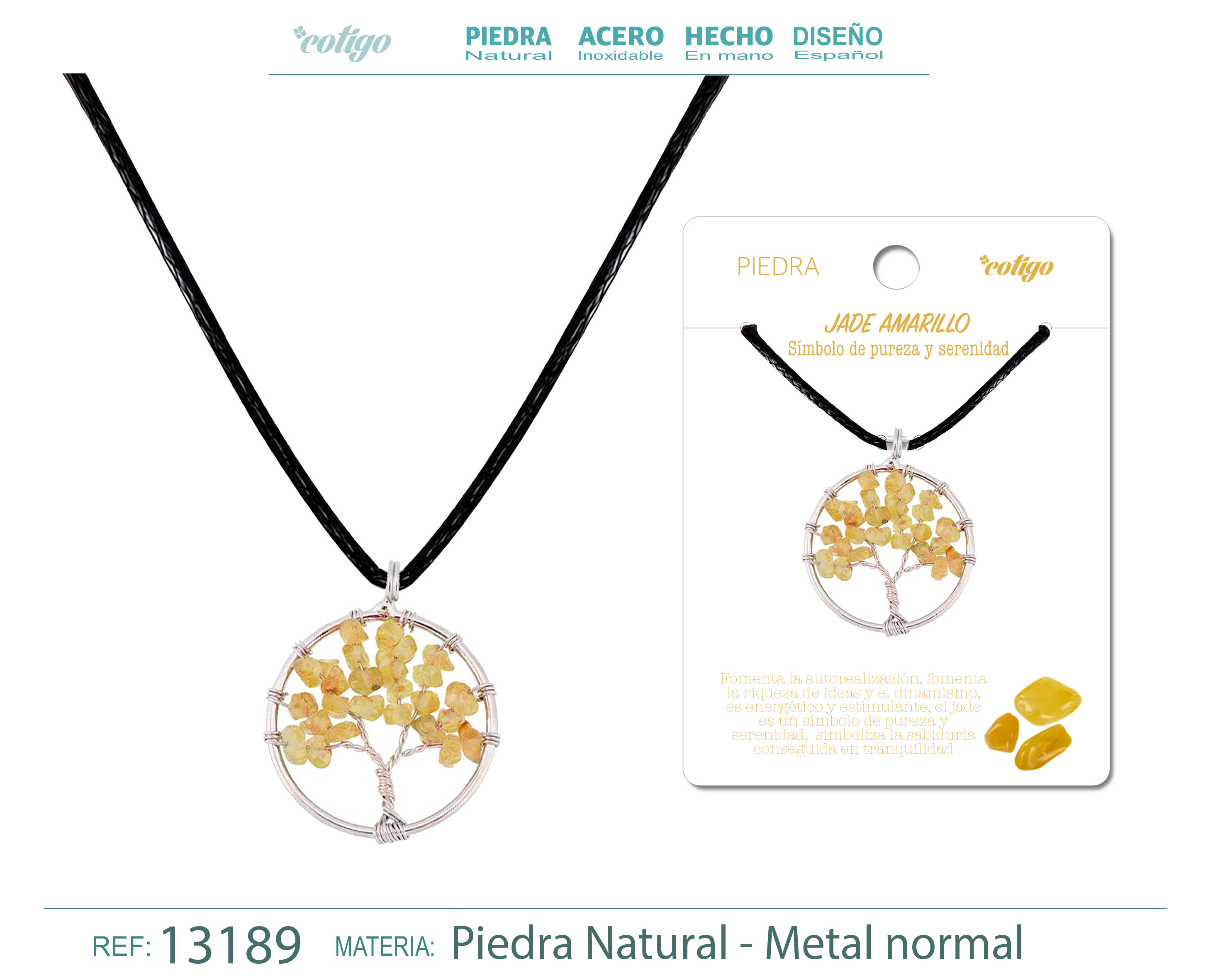 Colgante árbol de vida de piedra Jade amarillo