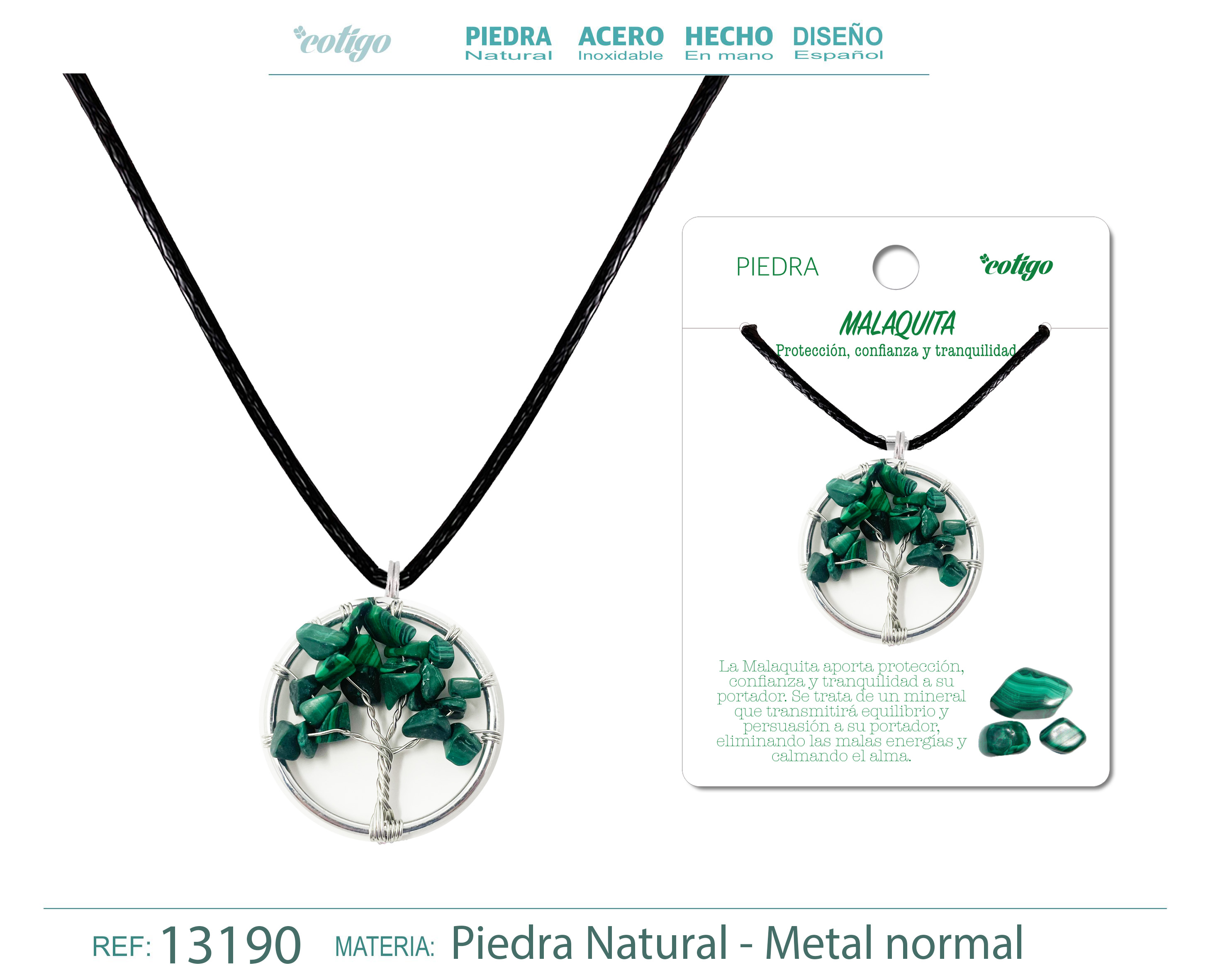 Colgante árbol de vida de piedra Malaquita