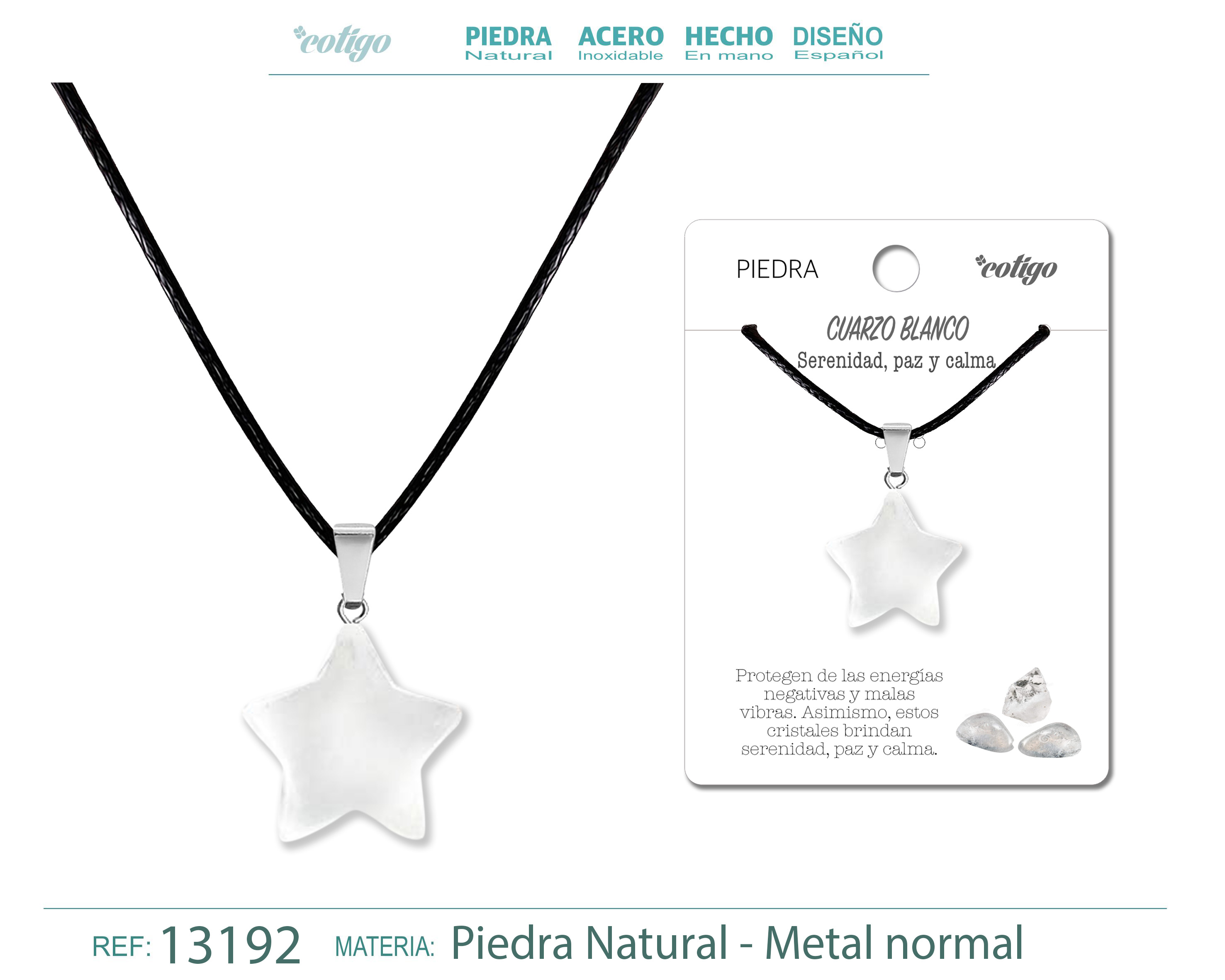 COLGANTE ESTRELLA DE PIEDRA CUARZO BLANCO