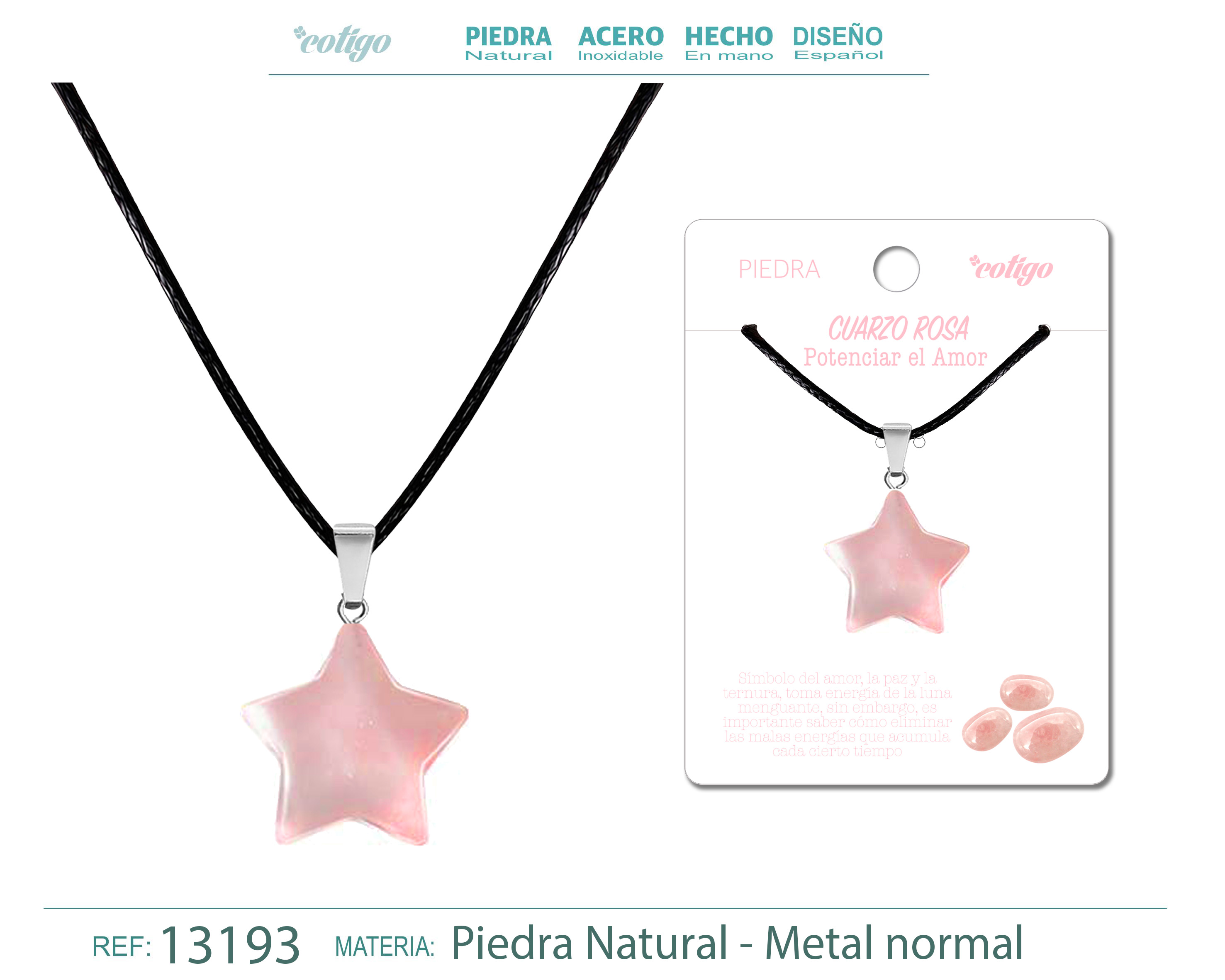 COLGANTE ESTRELLA DE PIEDRA CUARZO ROSA