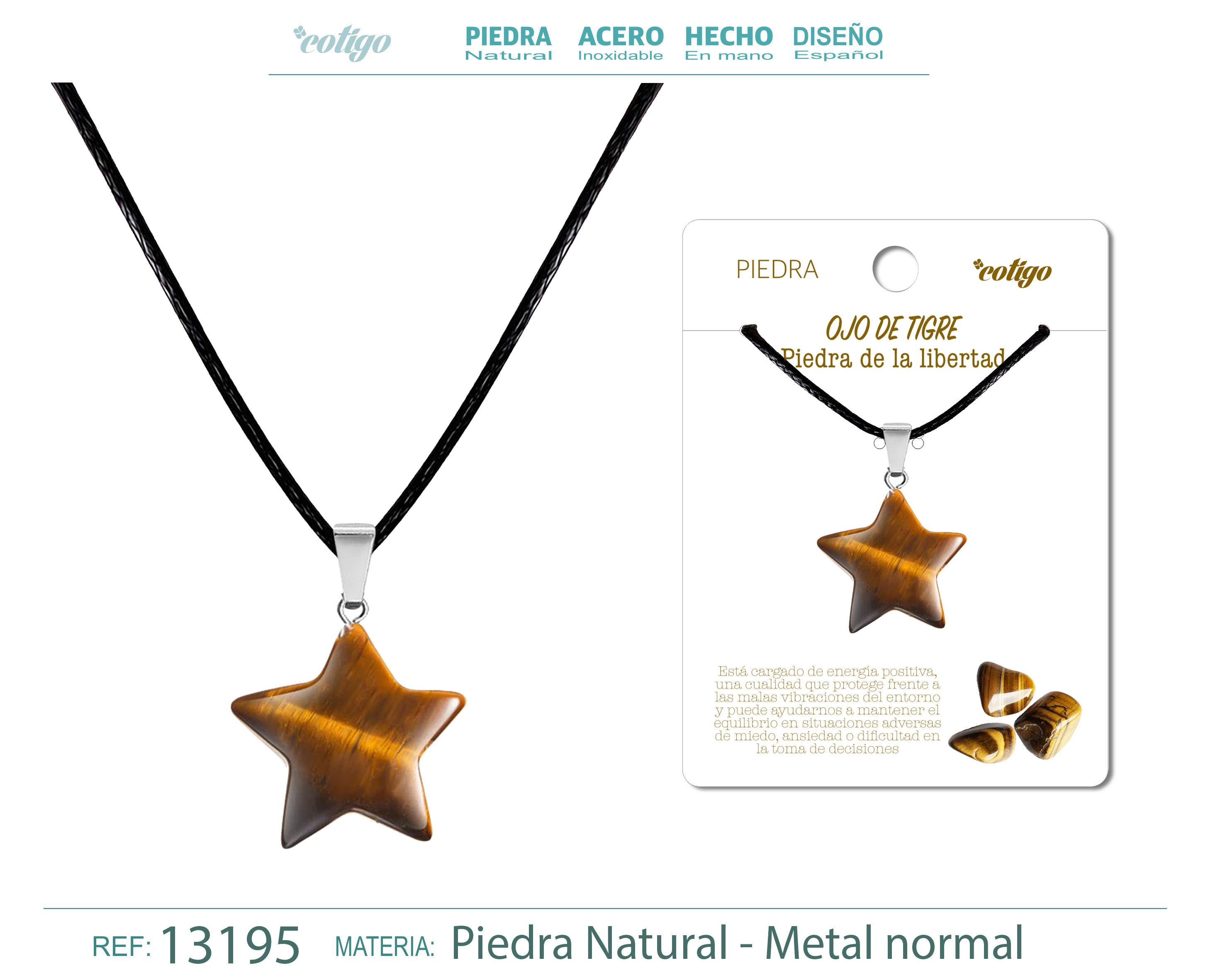 COLGANTE ESTRELLA DE PIEDRA OJO DE TIGRE