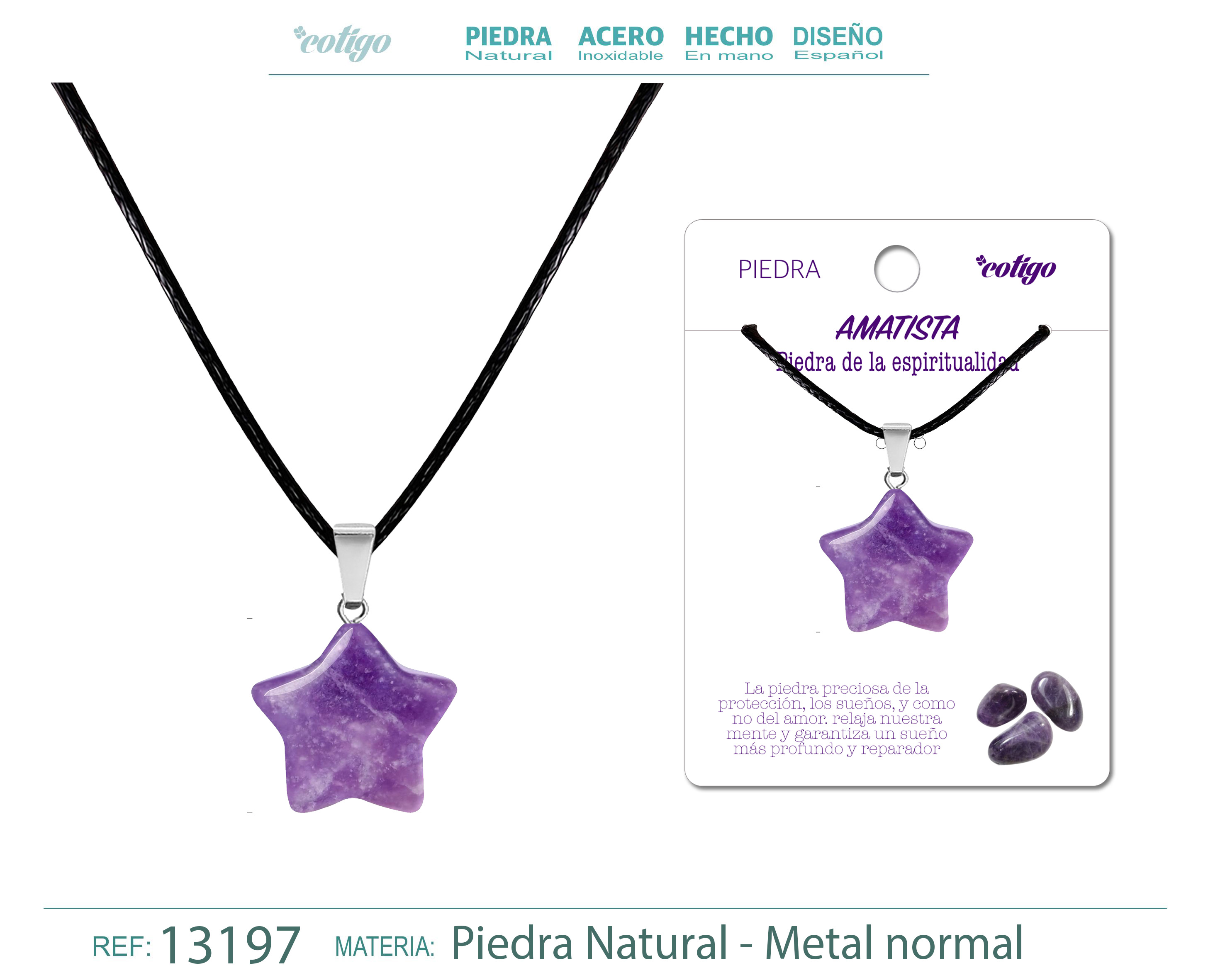 COLGANTE ESTRELLA DE PIEDRA AMATISTA