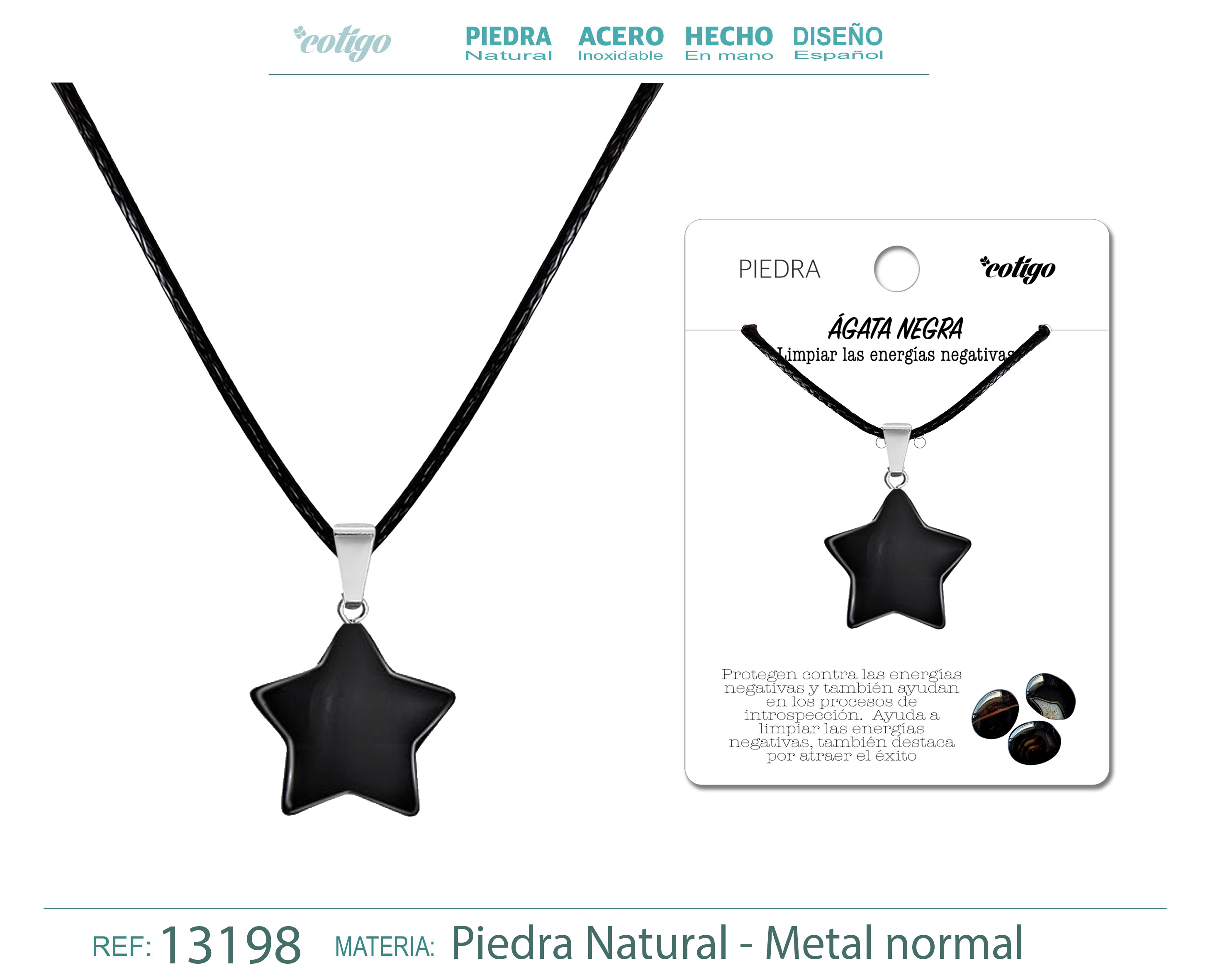 COLGANTE ESTRELLA DE PIEDRA áGATA NEGRA