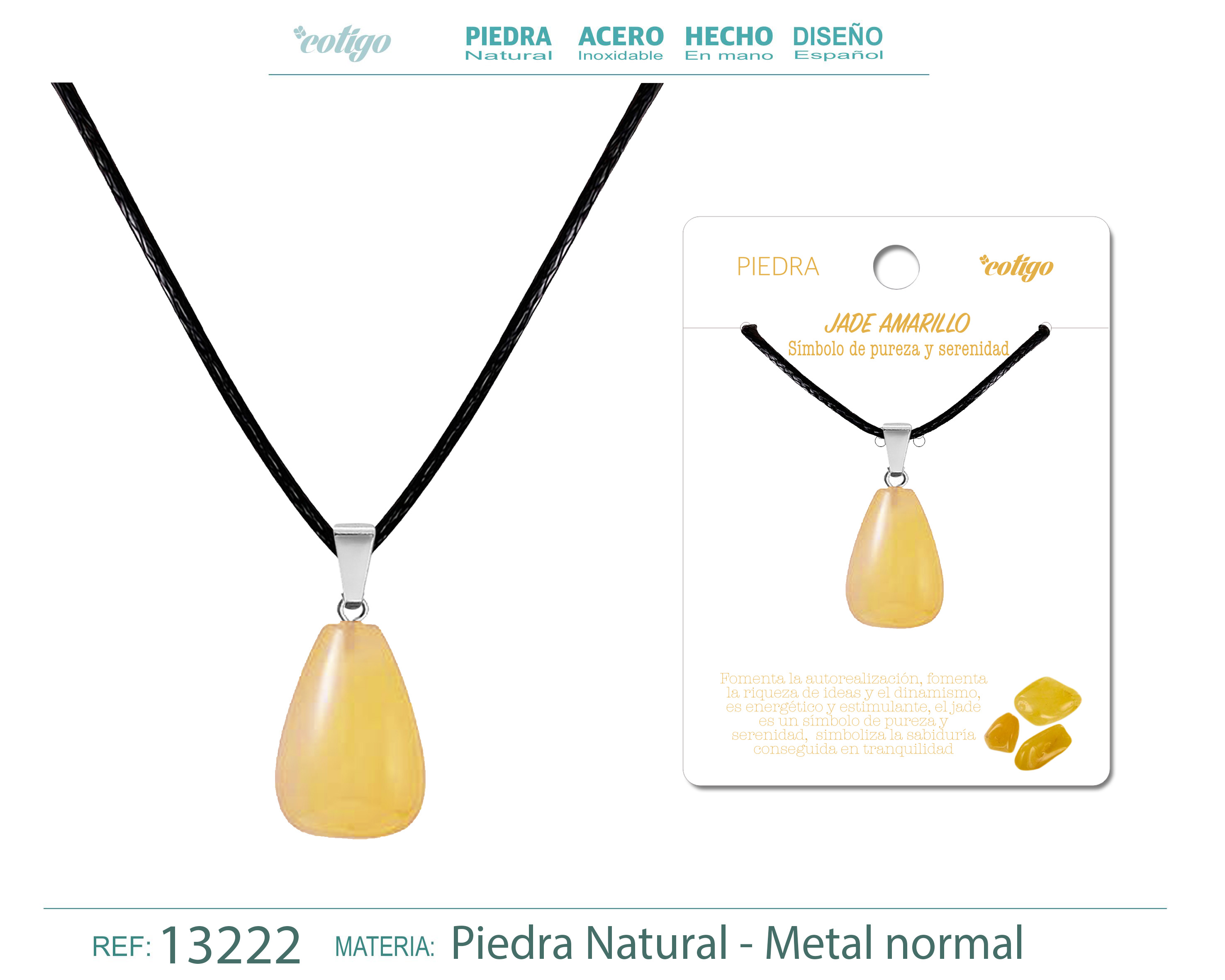 Colgante Gotita de piedra Jade amarillo