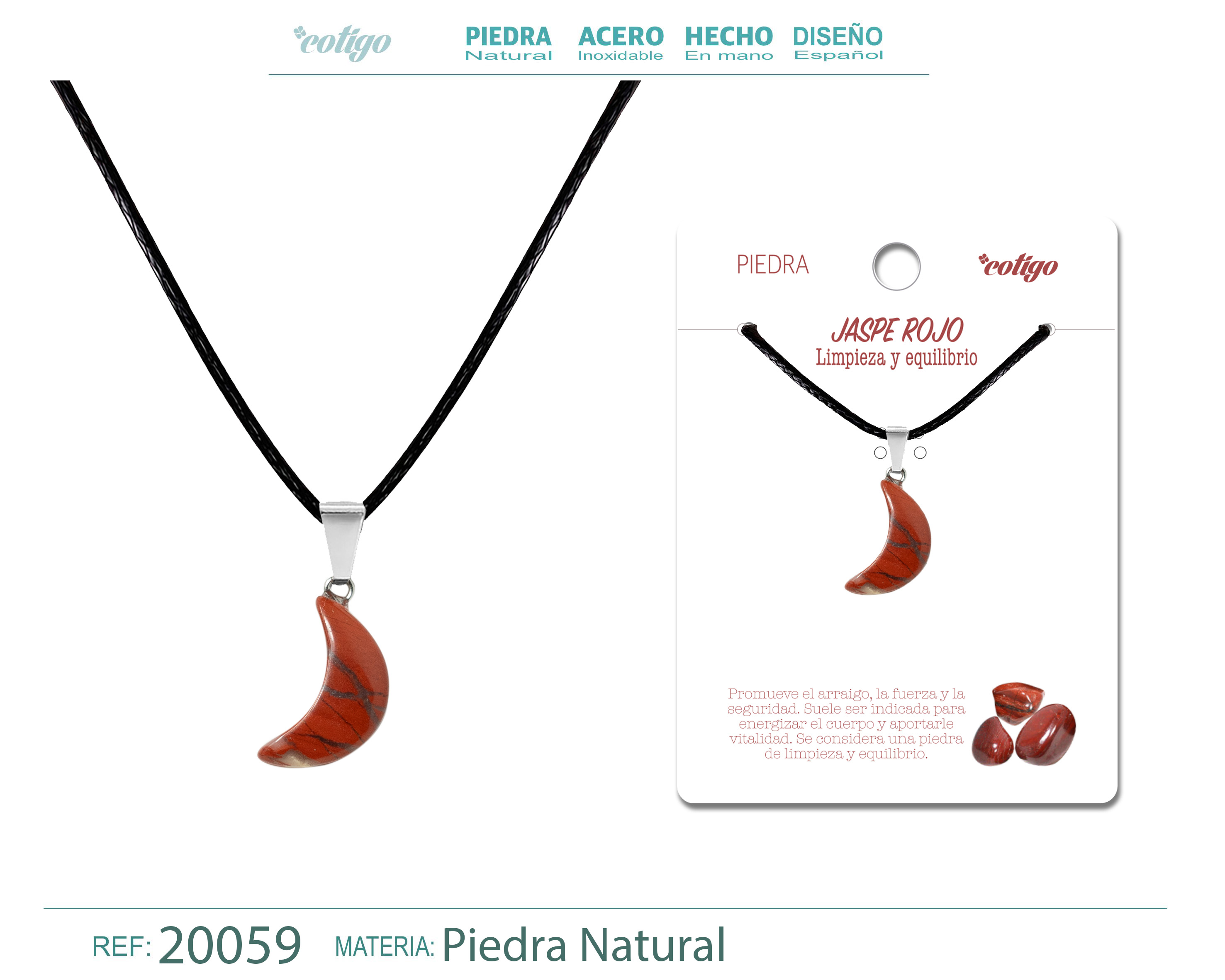 Colgante Luna Jade Rojo