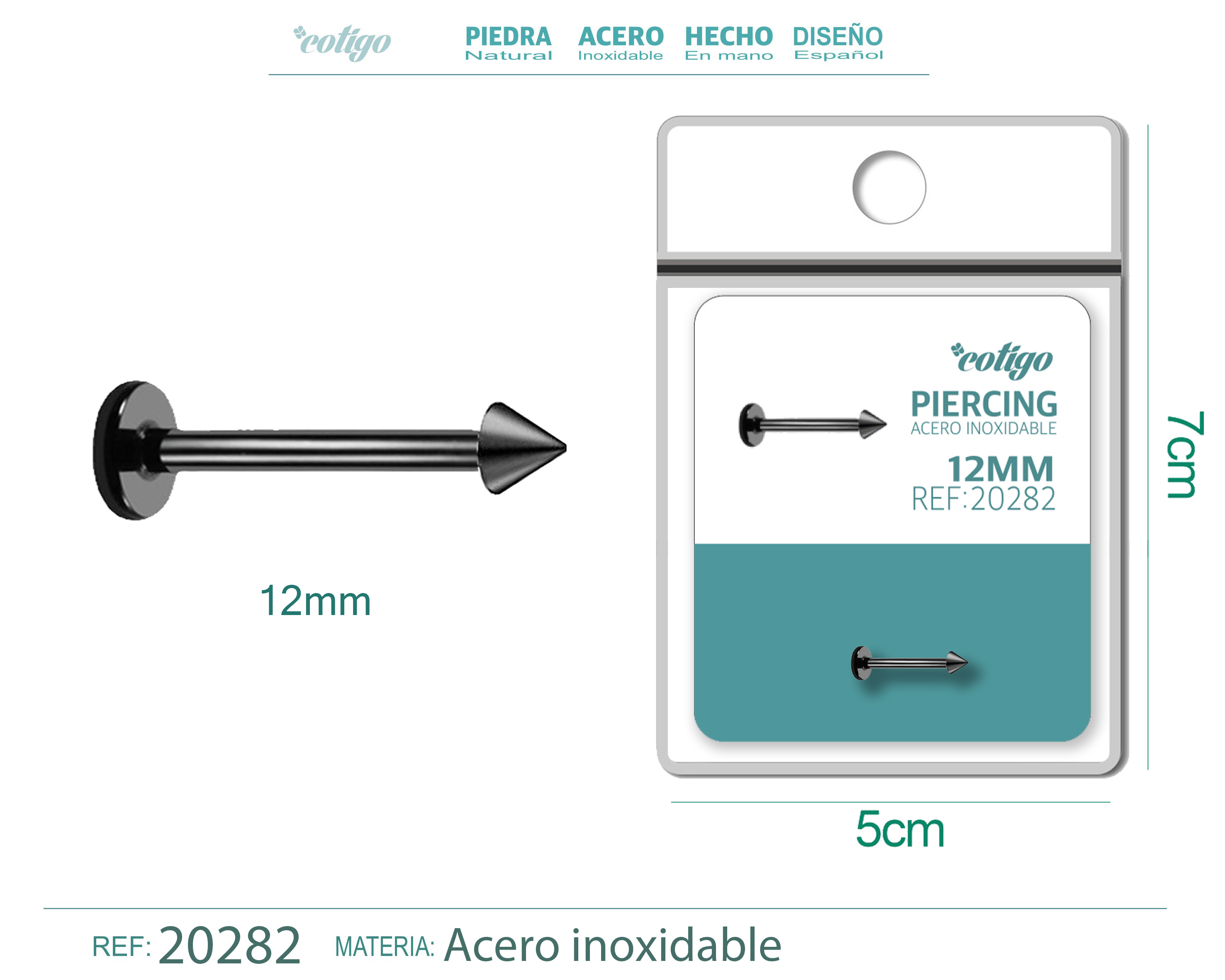 Pirercing Acero Antialergico color Negro