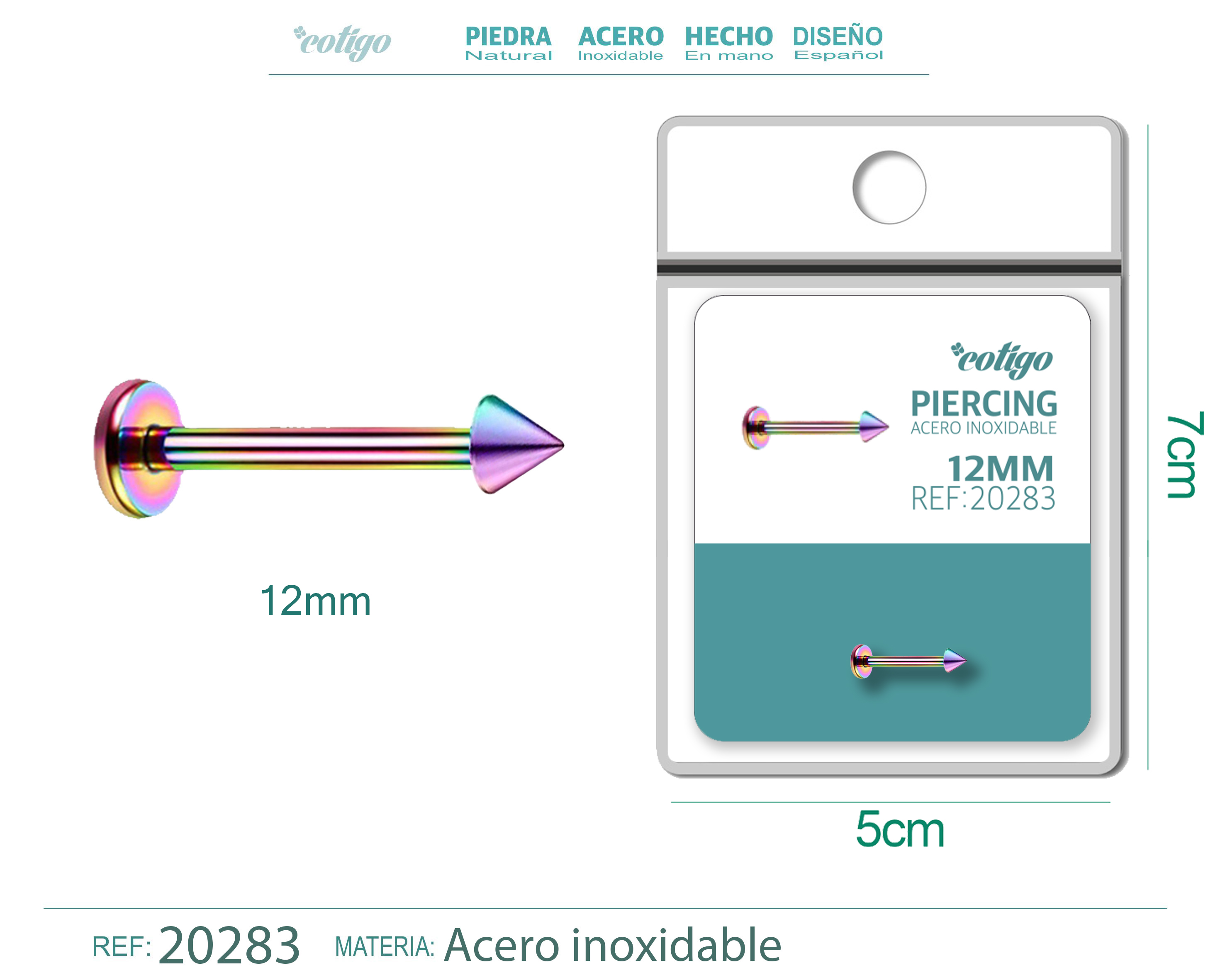 Pirercing Acero Antialergico color Multicolor