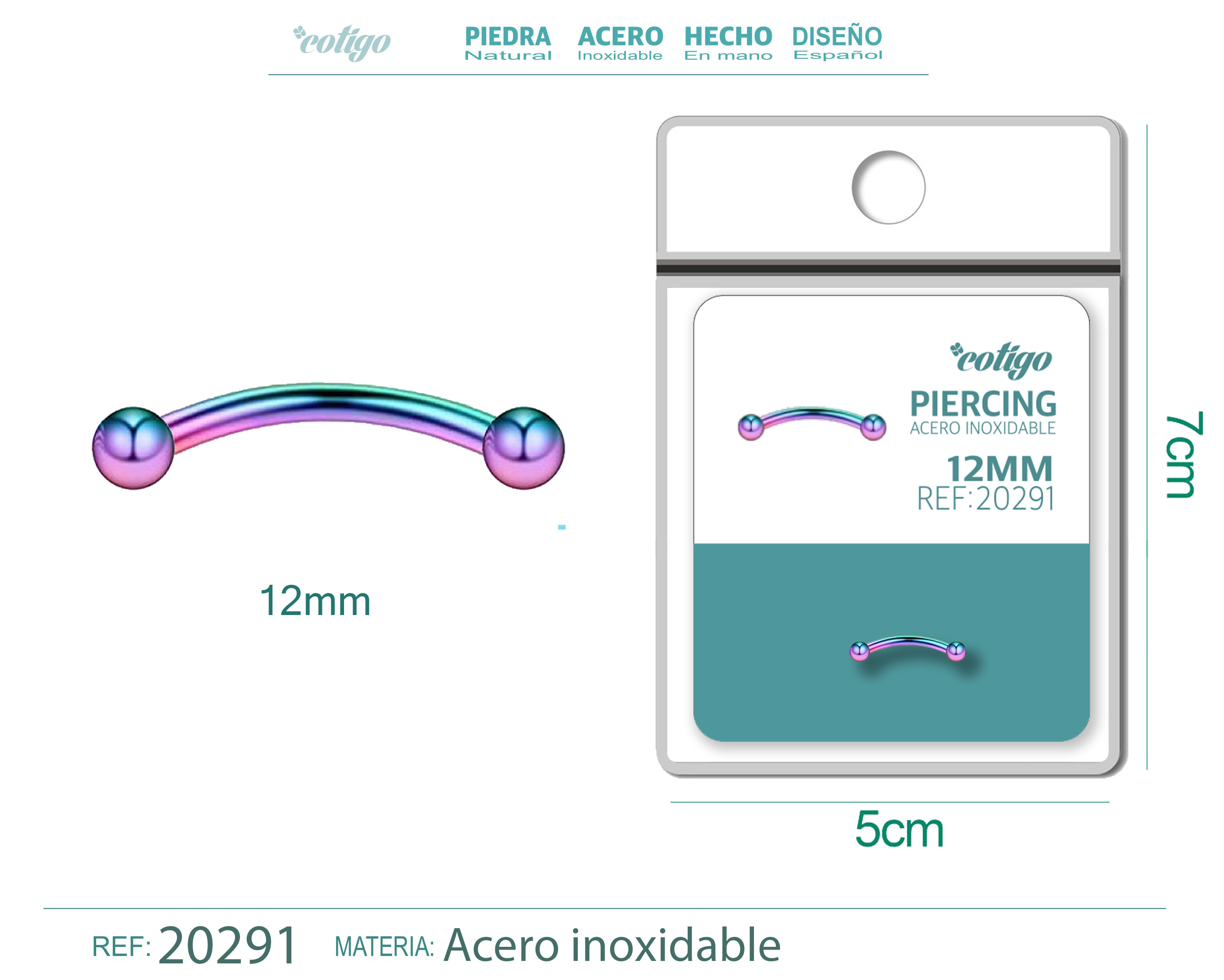 Pirercing Acero Antialergico color Multicolor