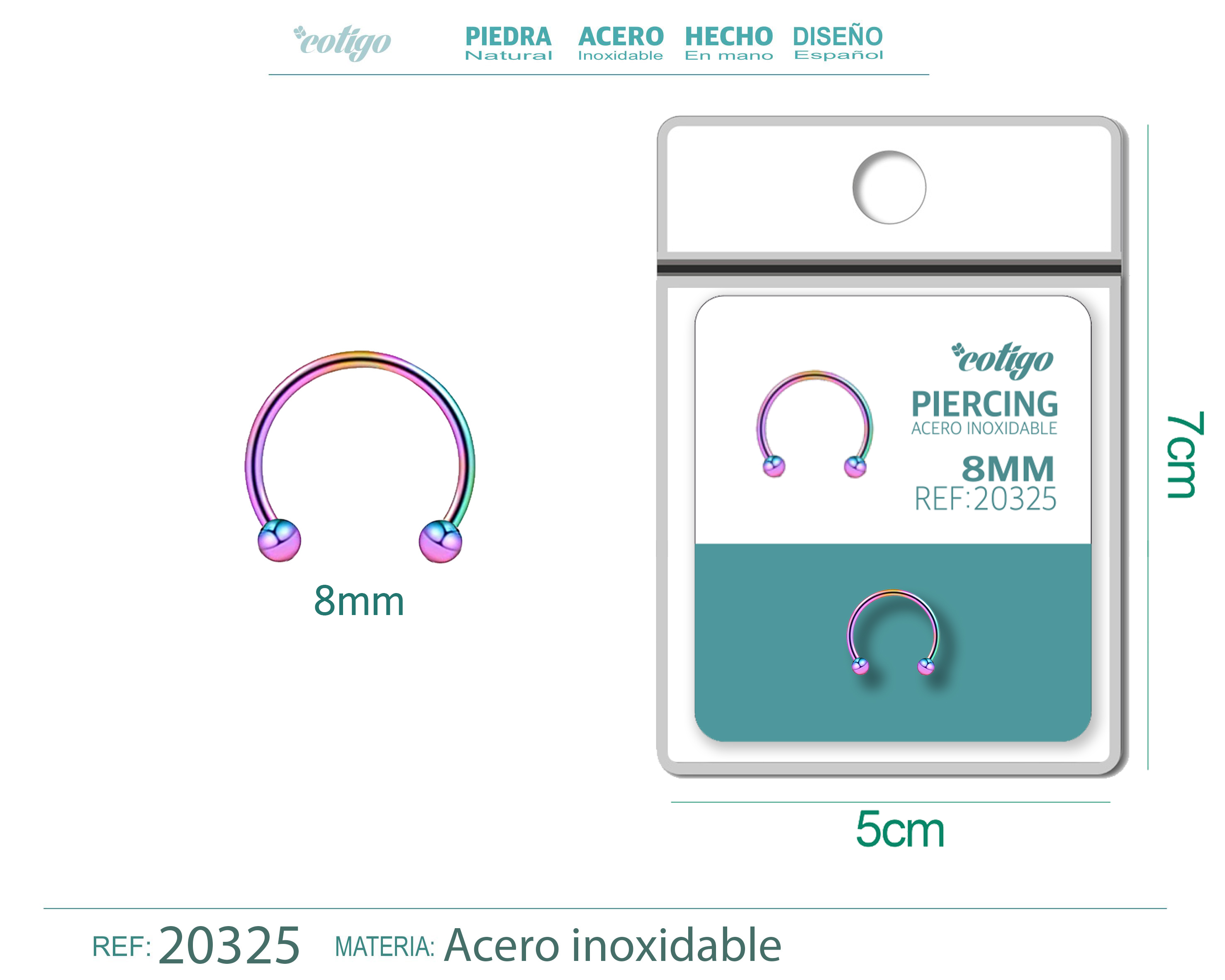 Pirercing Acero Antialergico color Multicolor