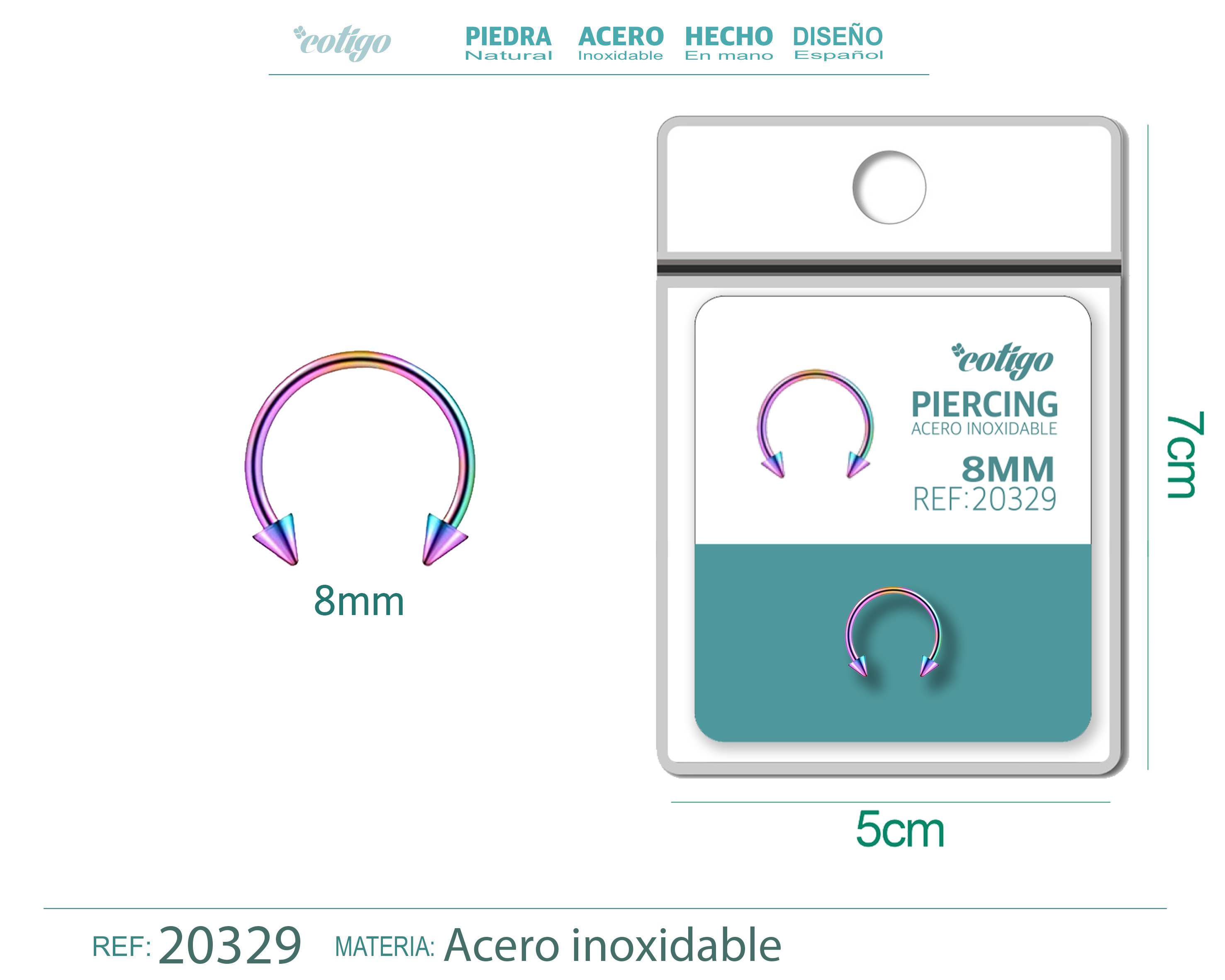 Pirercing Acero Antialergico color Multicolor
