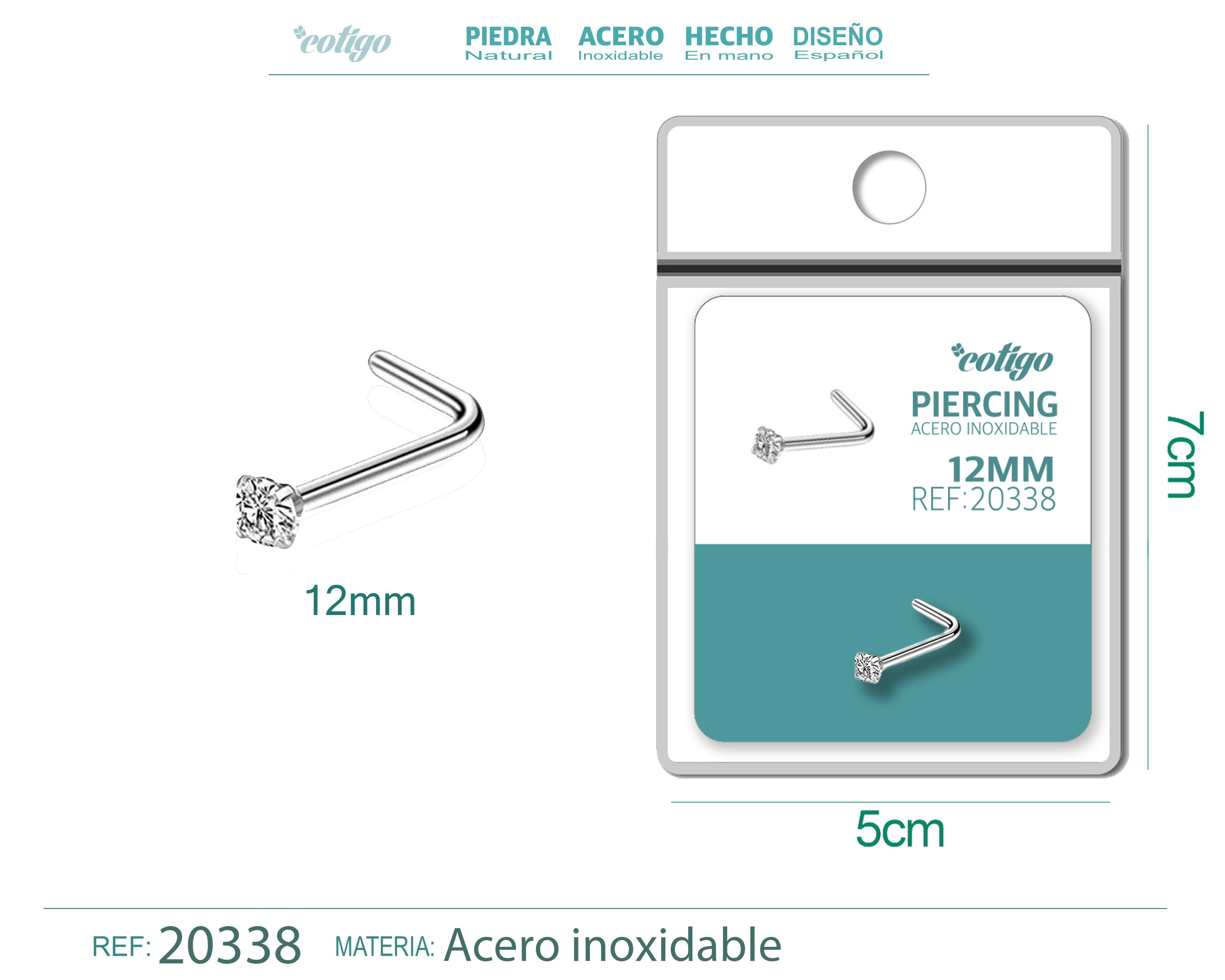 Pirercing Acero Antialergico color Plateado