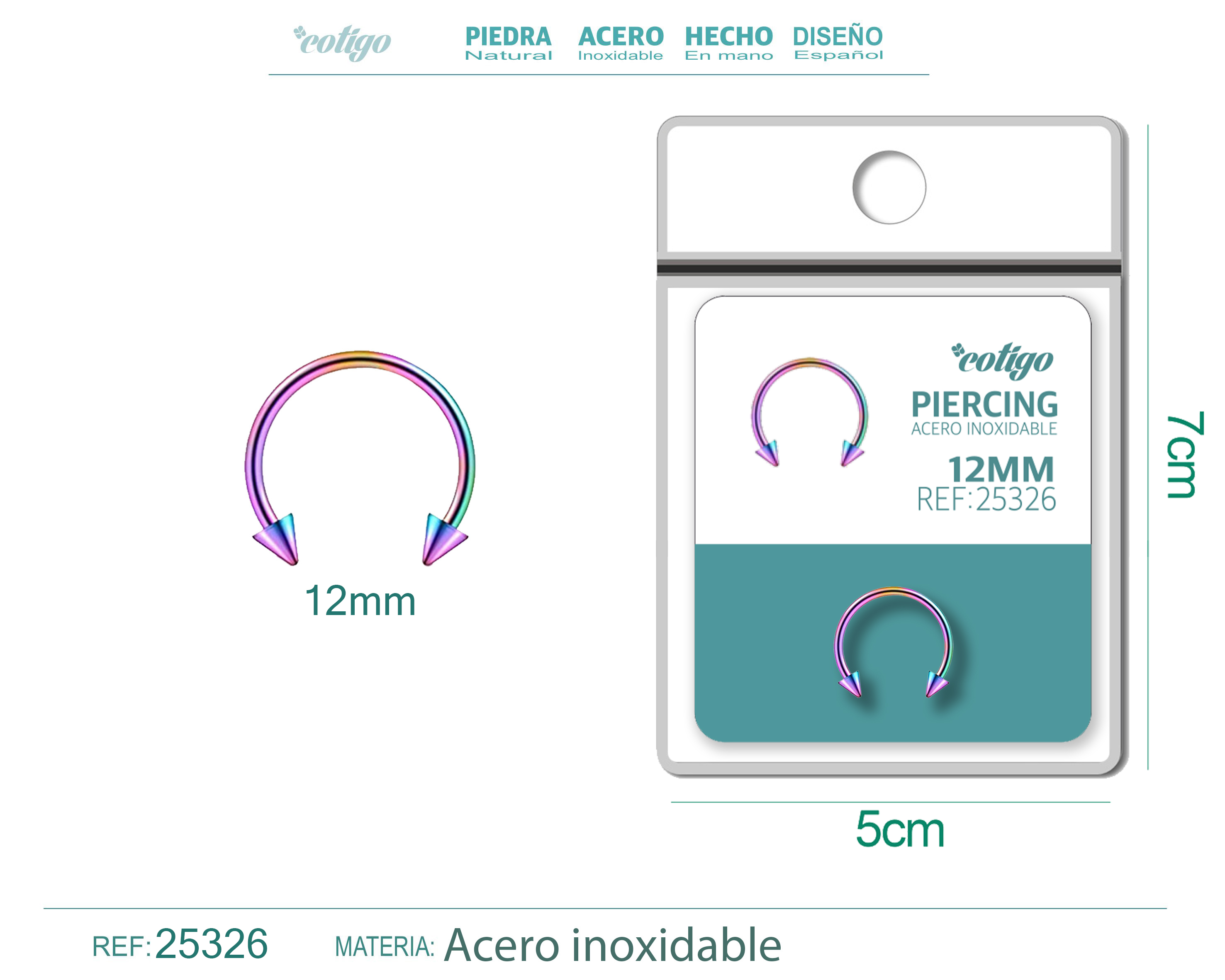 Pirercing Acero Antialergico color Multicolor