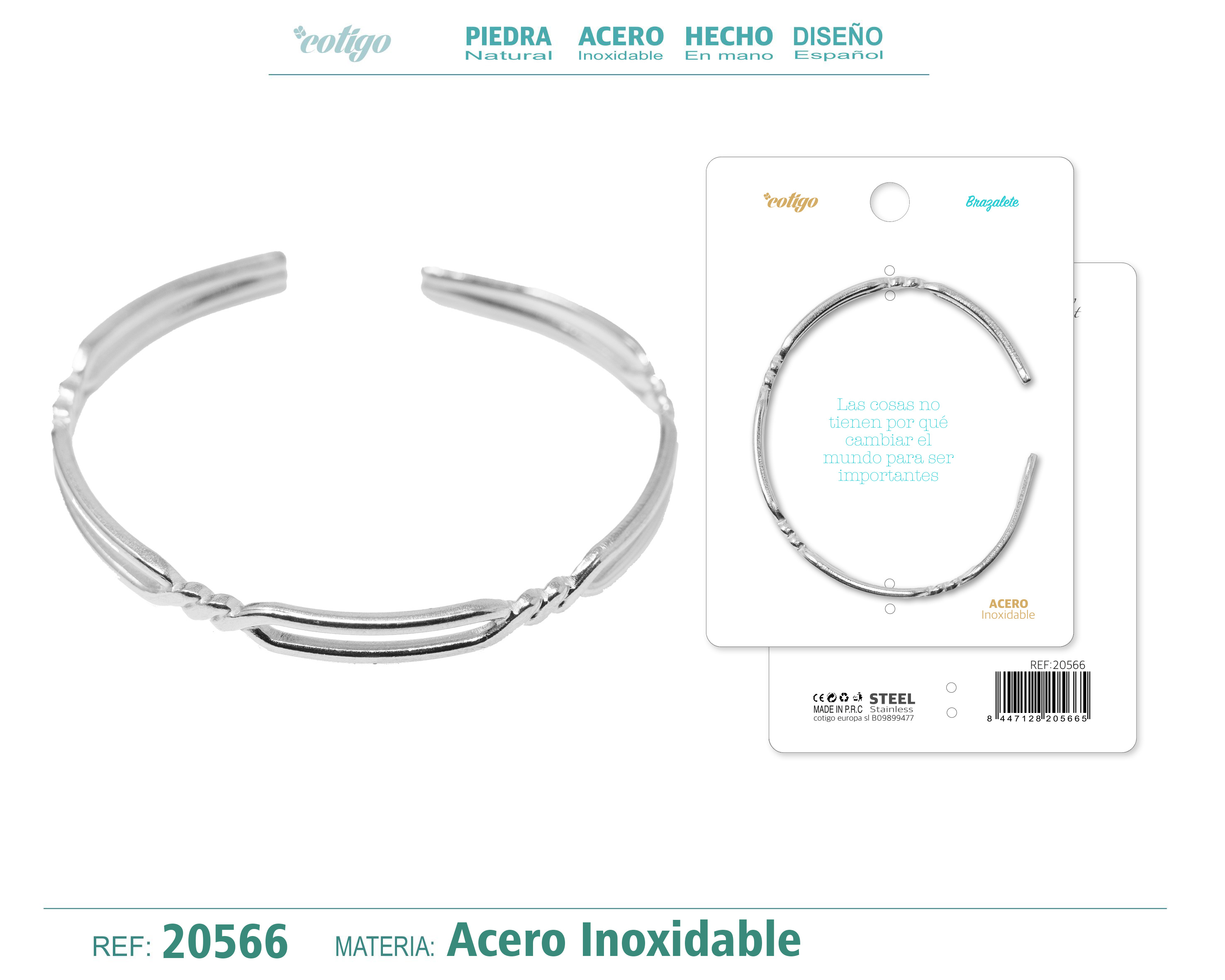Brazalete Acero Color Plateado