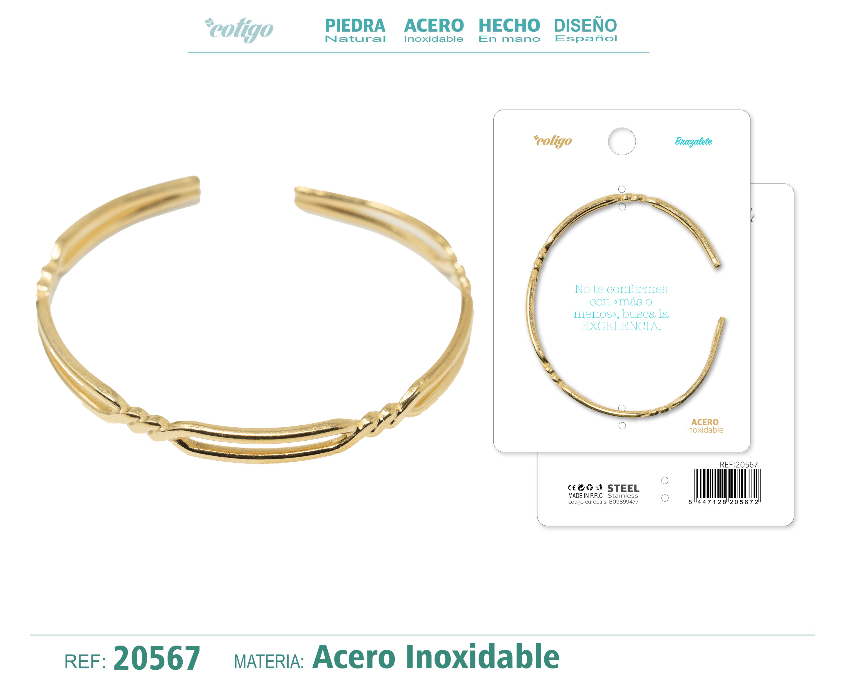 Brazalete Acero Color Dorado