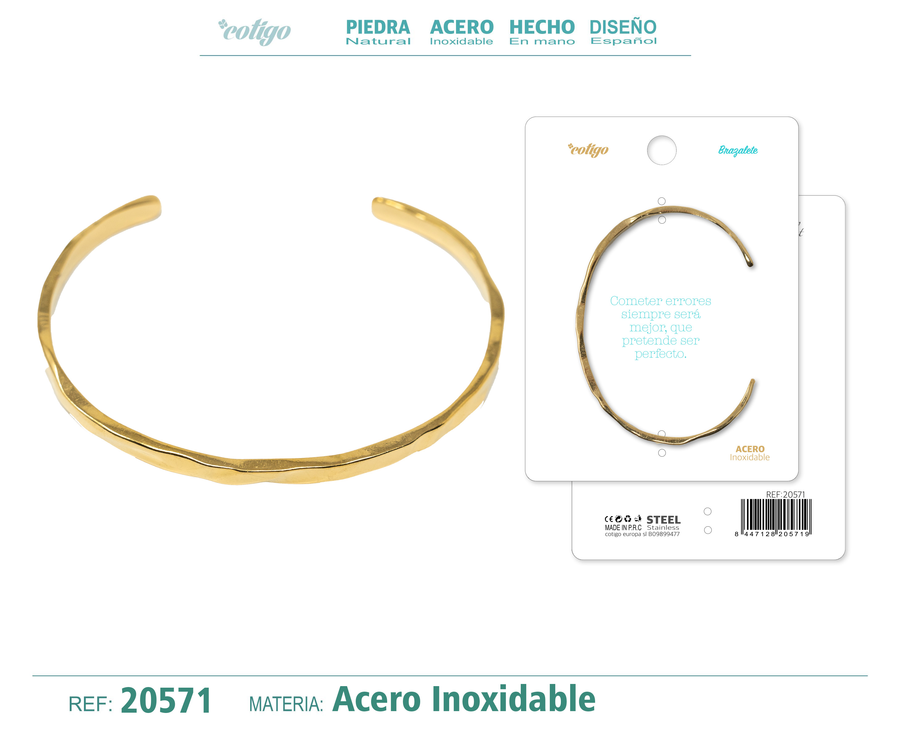 Brazalete Acero Color Dorado