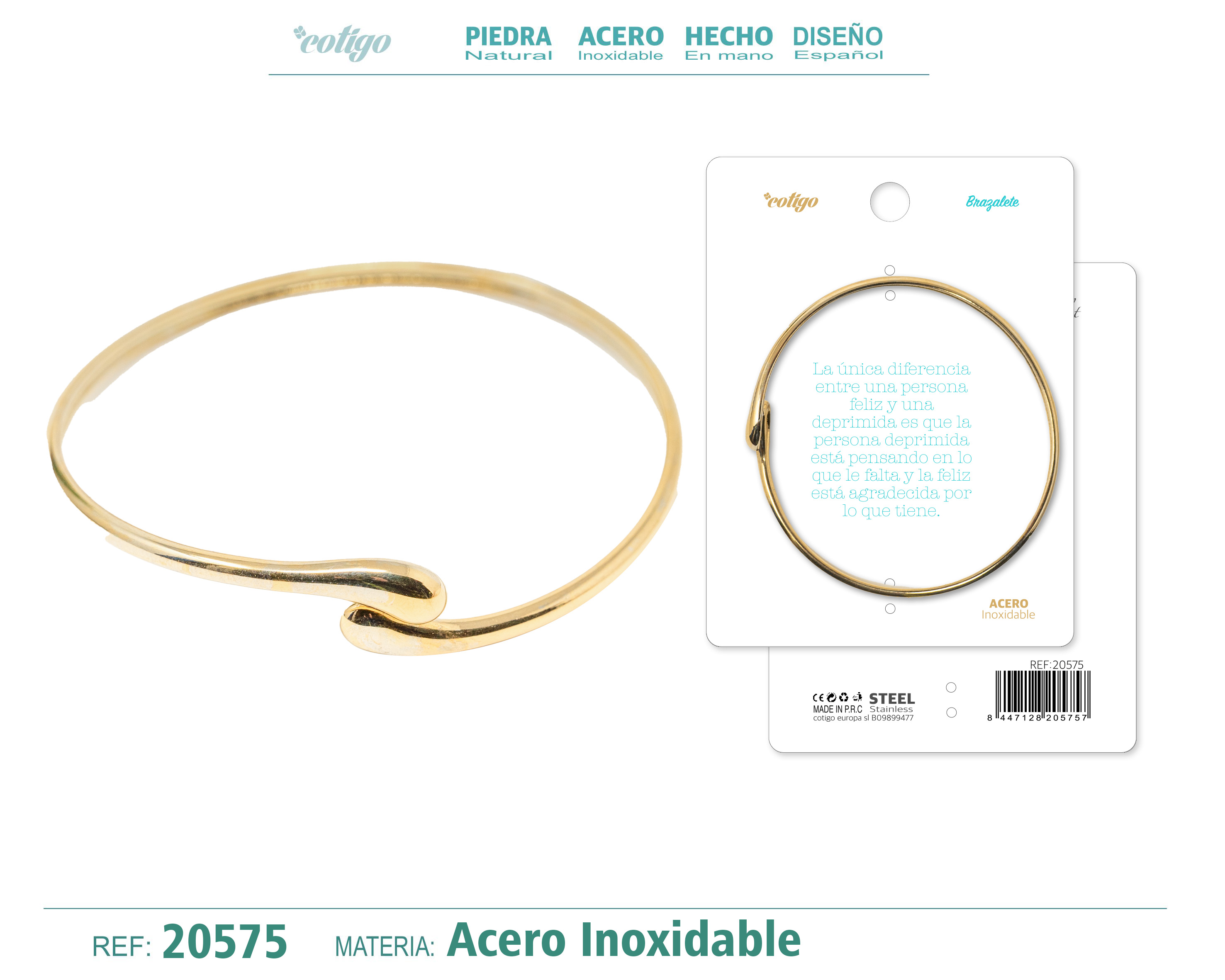 Brazalete Acero Color Dorado