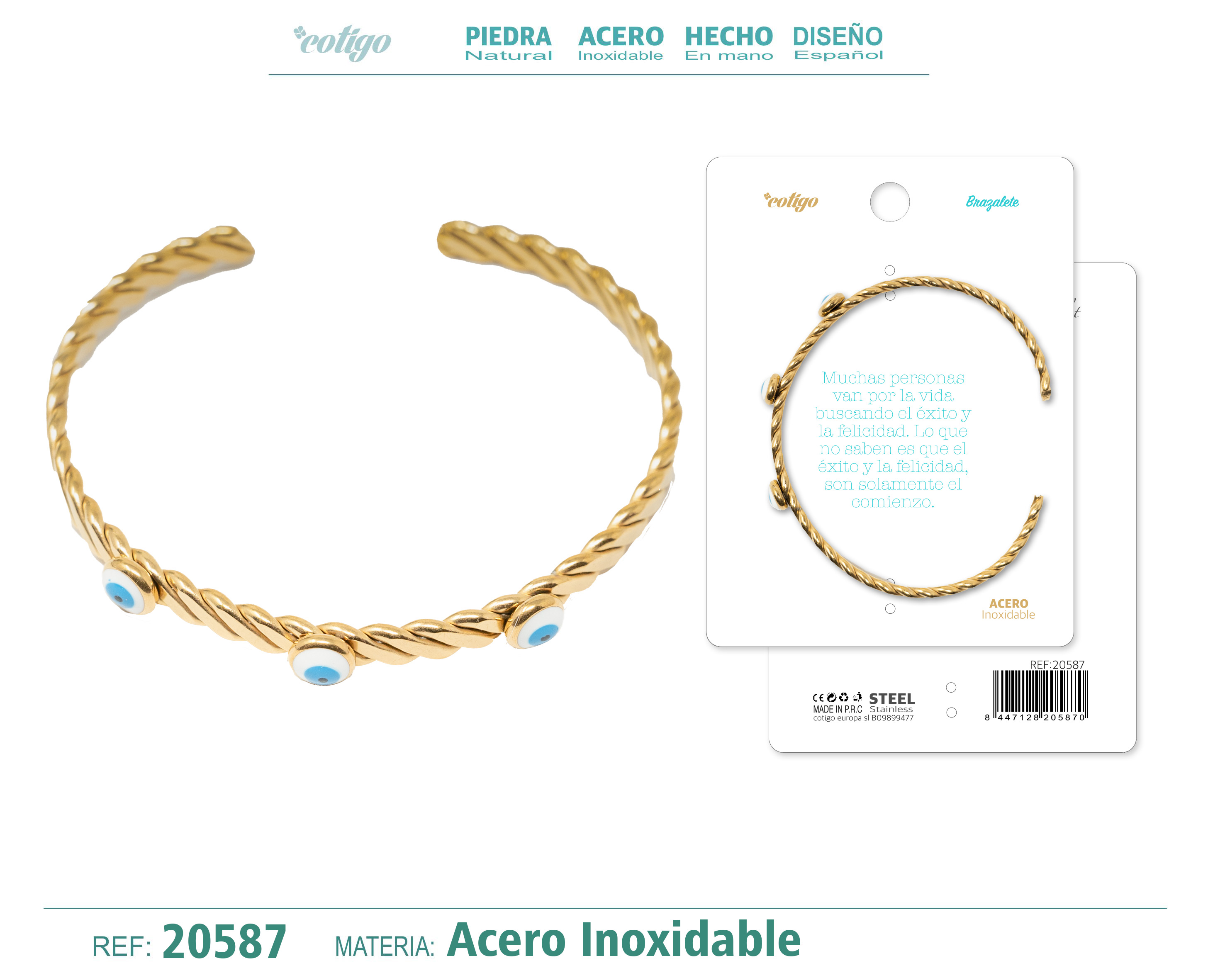 Brazalete Acero Color Dorado