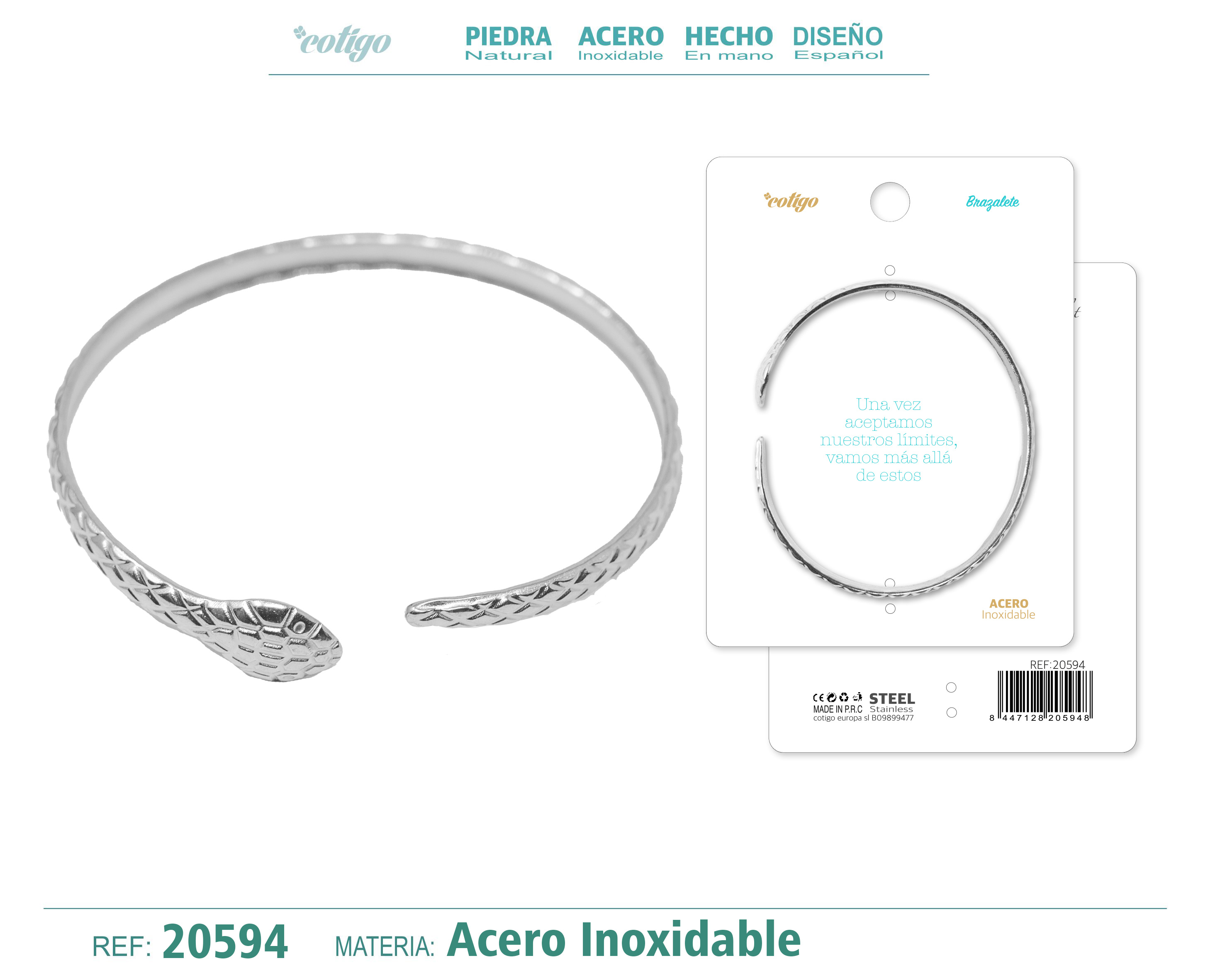 Brazalete Acero Color Plateado