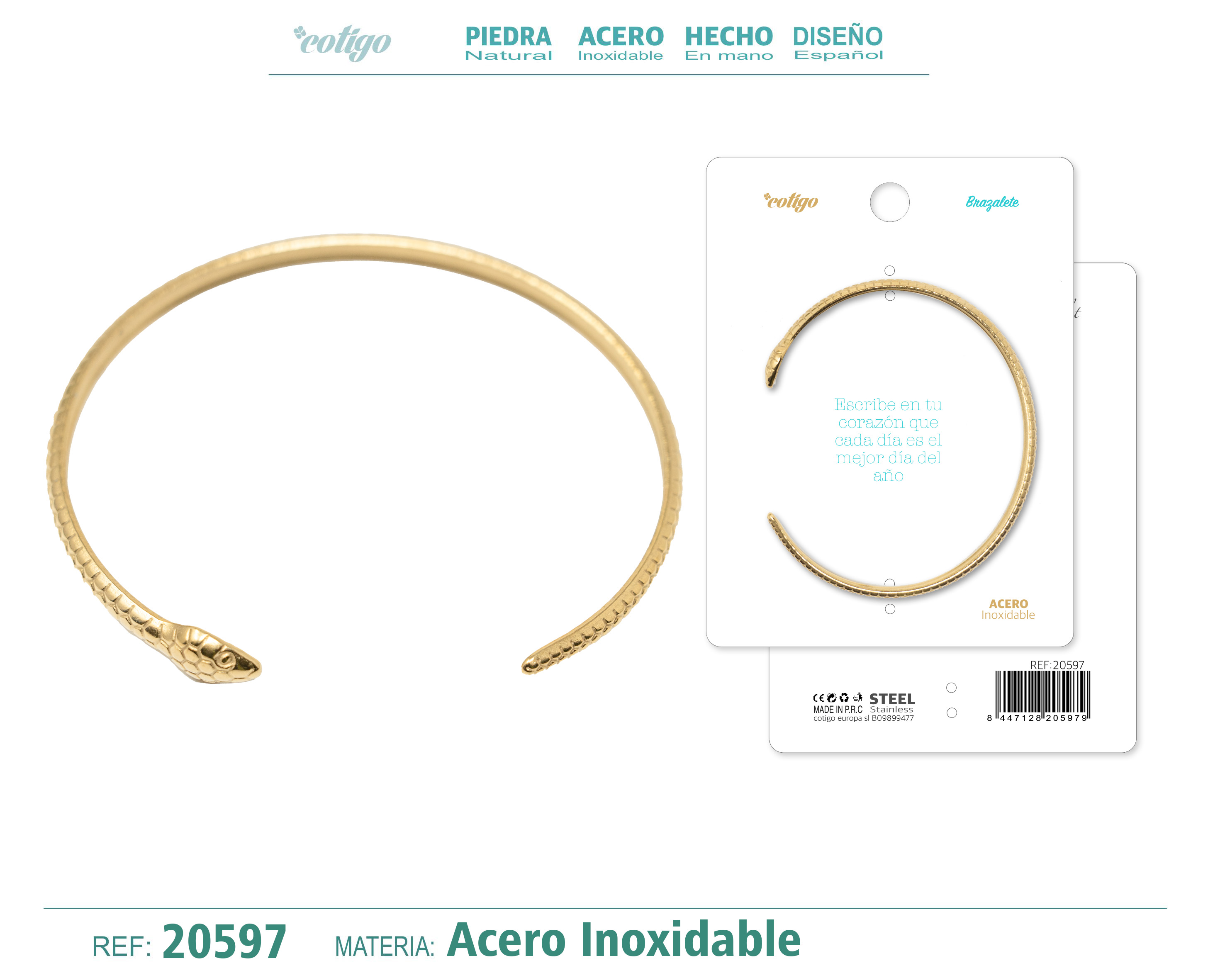Brazalete Acero Color Dorado