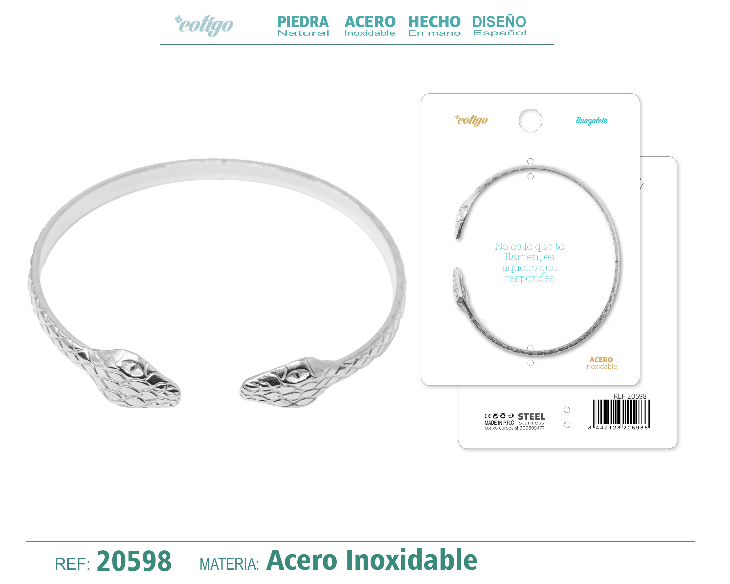Brazalete Acero Color Plateado