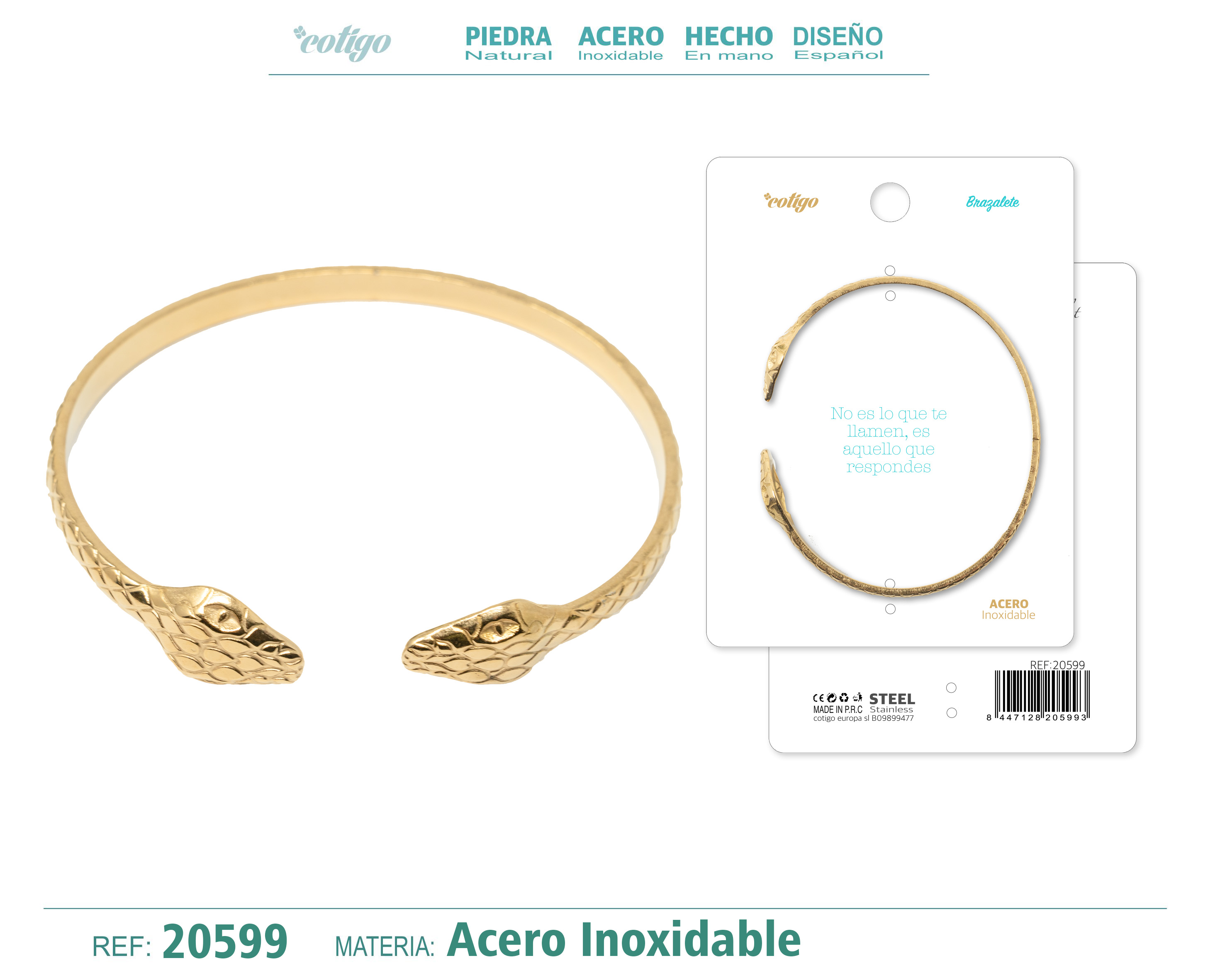 Brazalete Acero Color Dorado