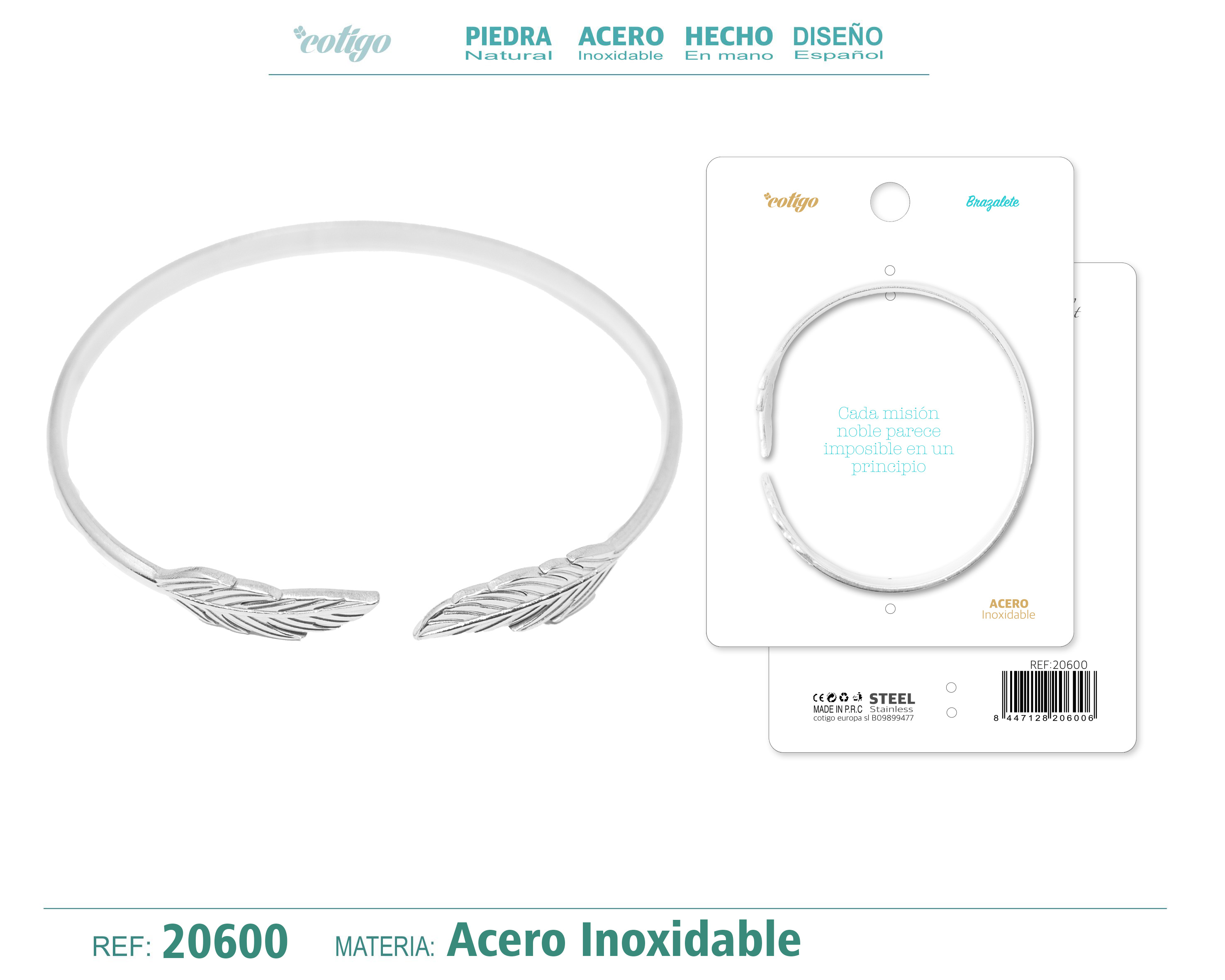 Brazalete Acero Color Plateado