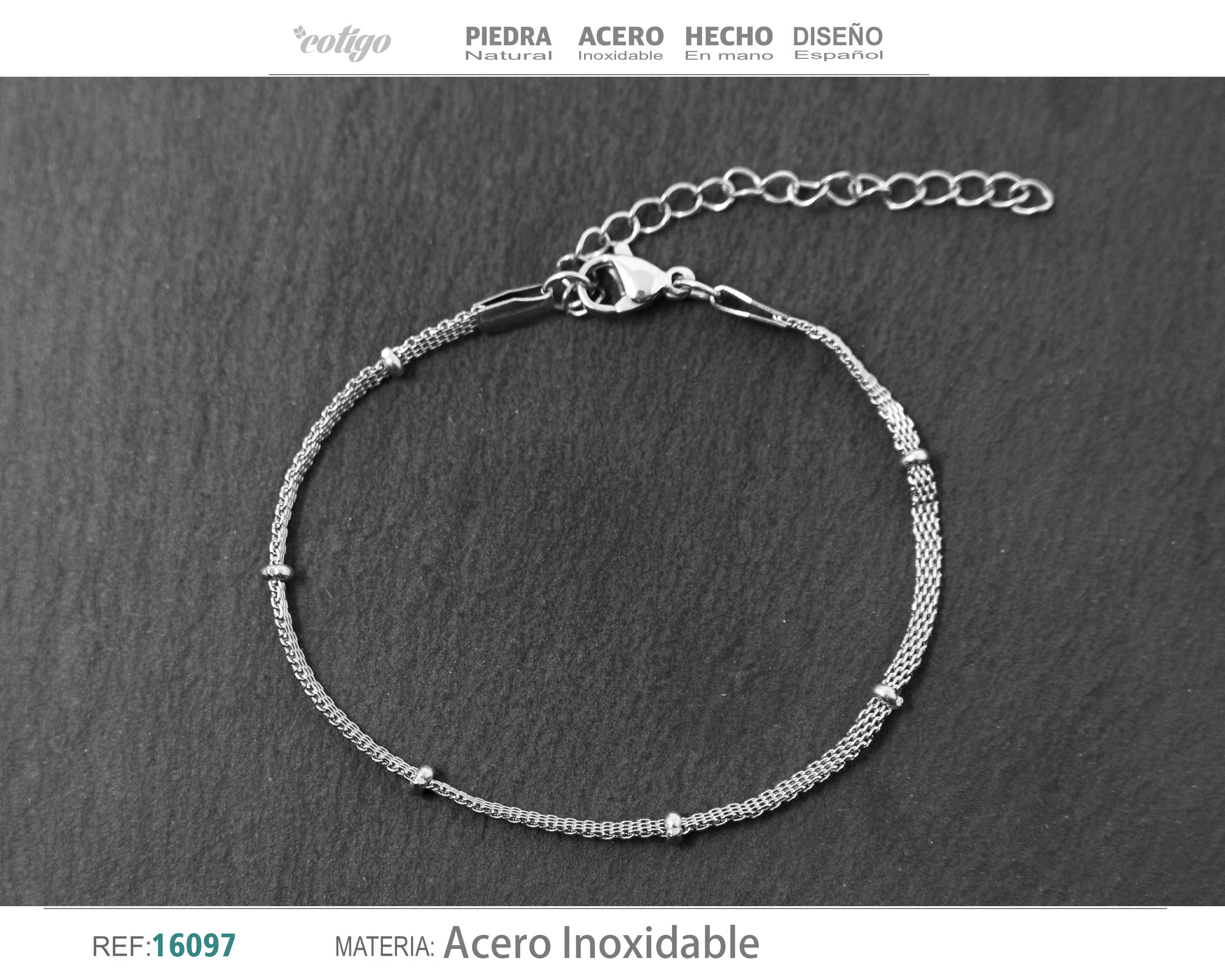 Pulsera de Cadena Acero Plateado