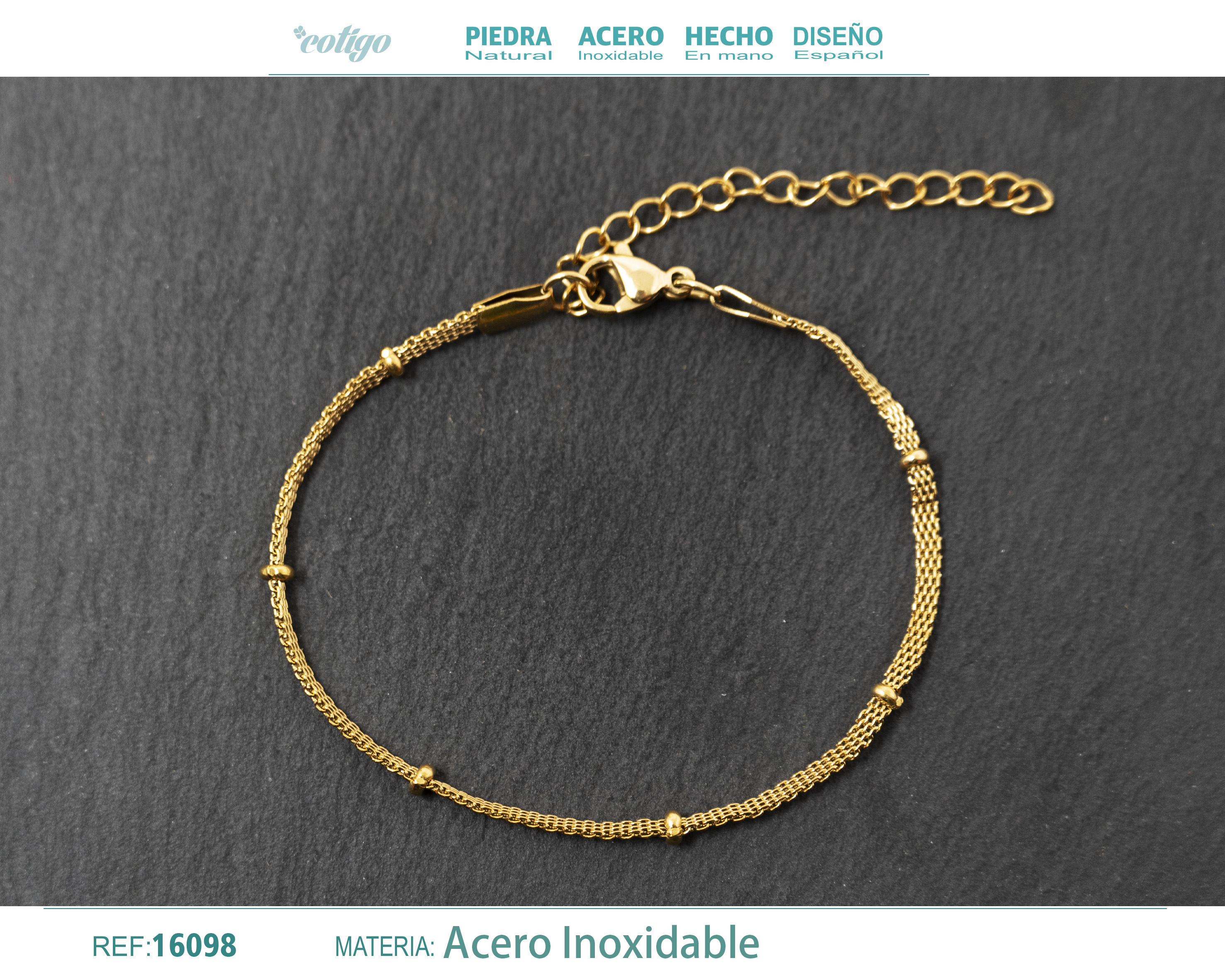Pulsera de Cadena Acero Dorado
