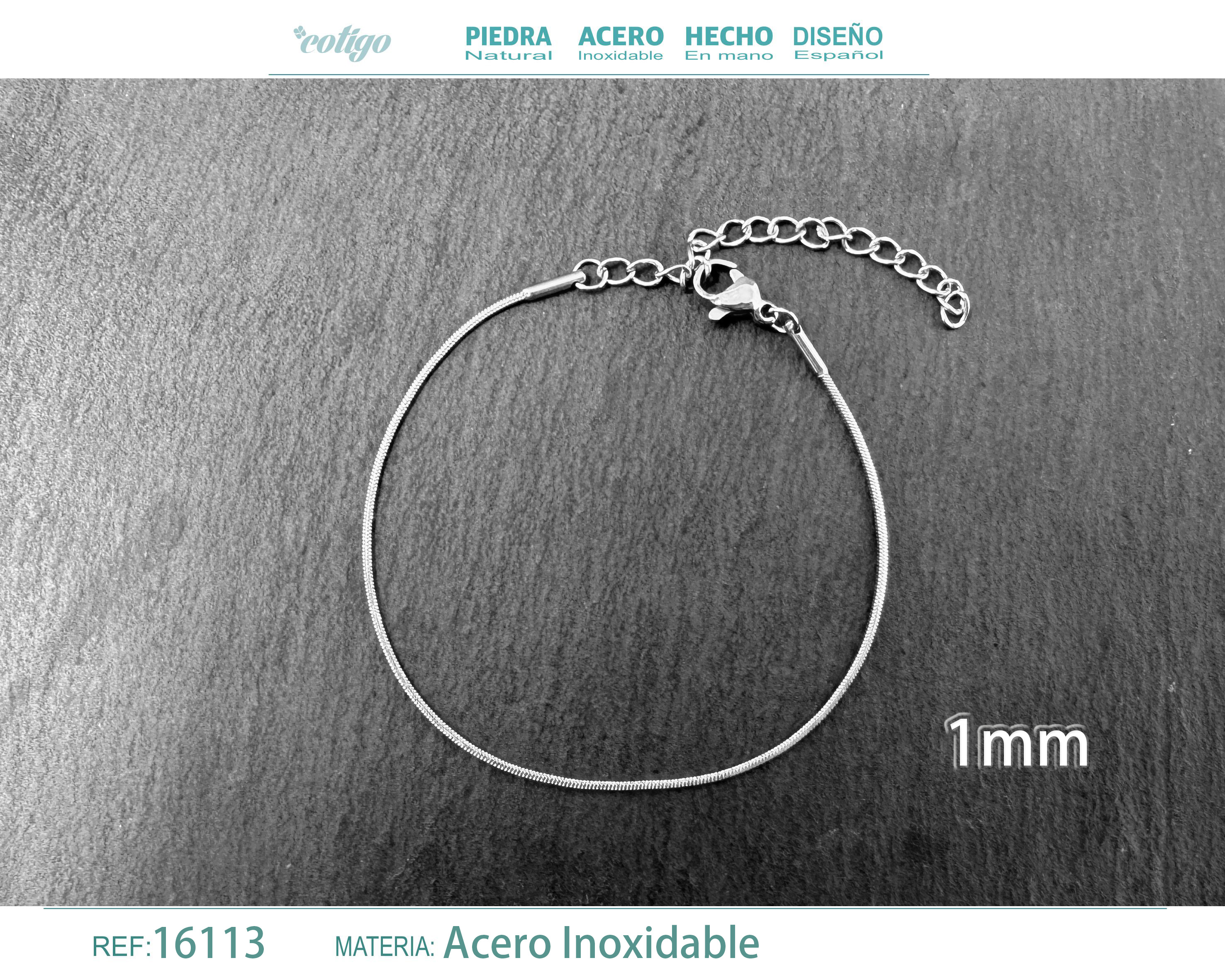Pulsera de Cadena Acero Plateado