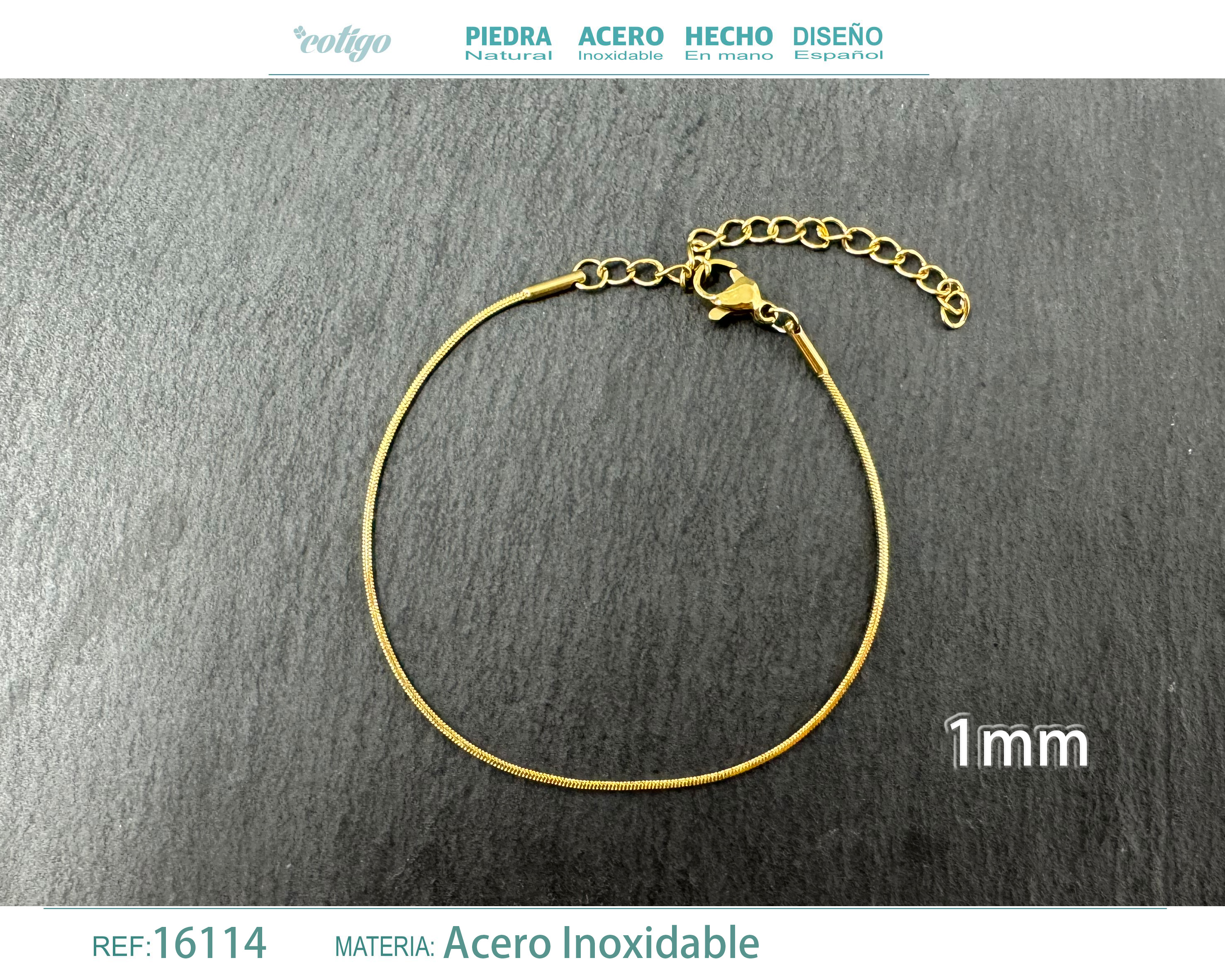 Pulsera de Cadena Acero Dorado