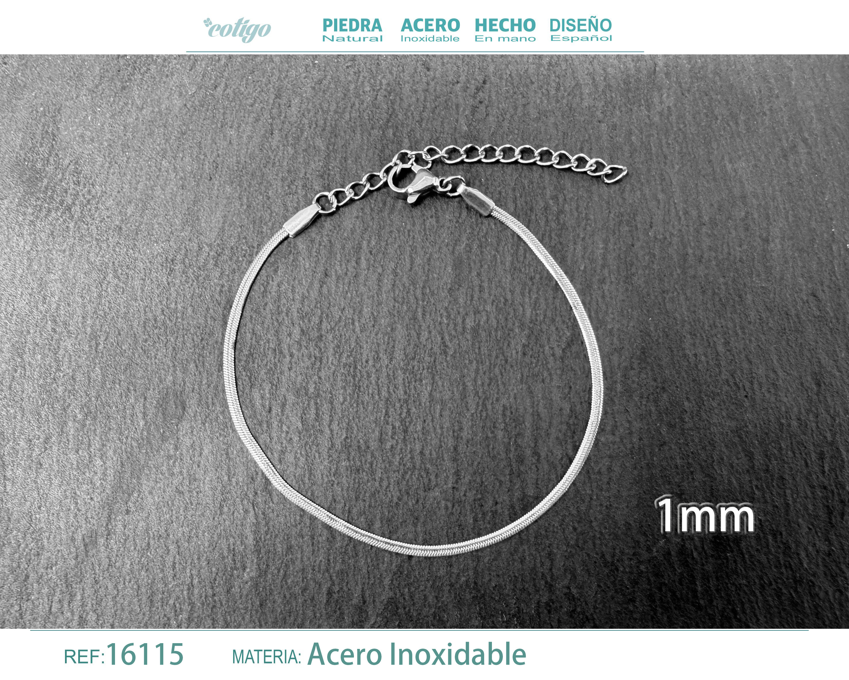 Pulsera de Cadena Acero Plateado