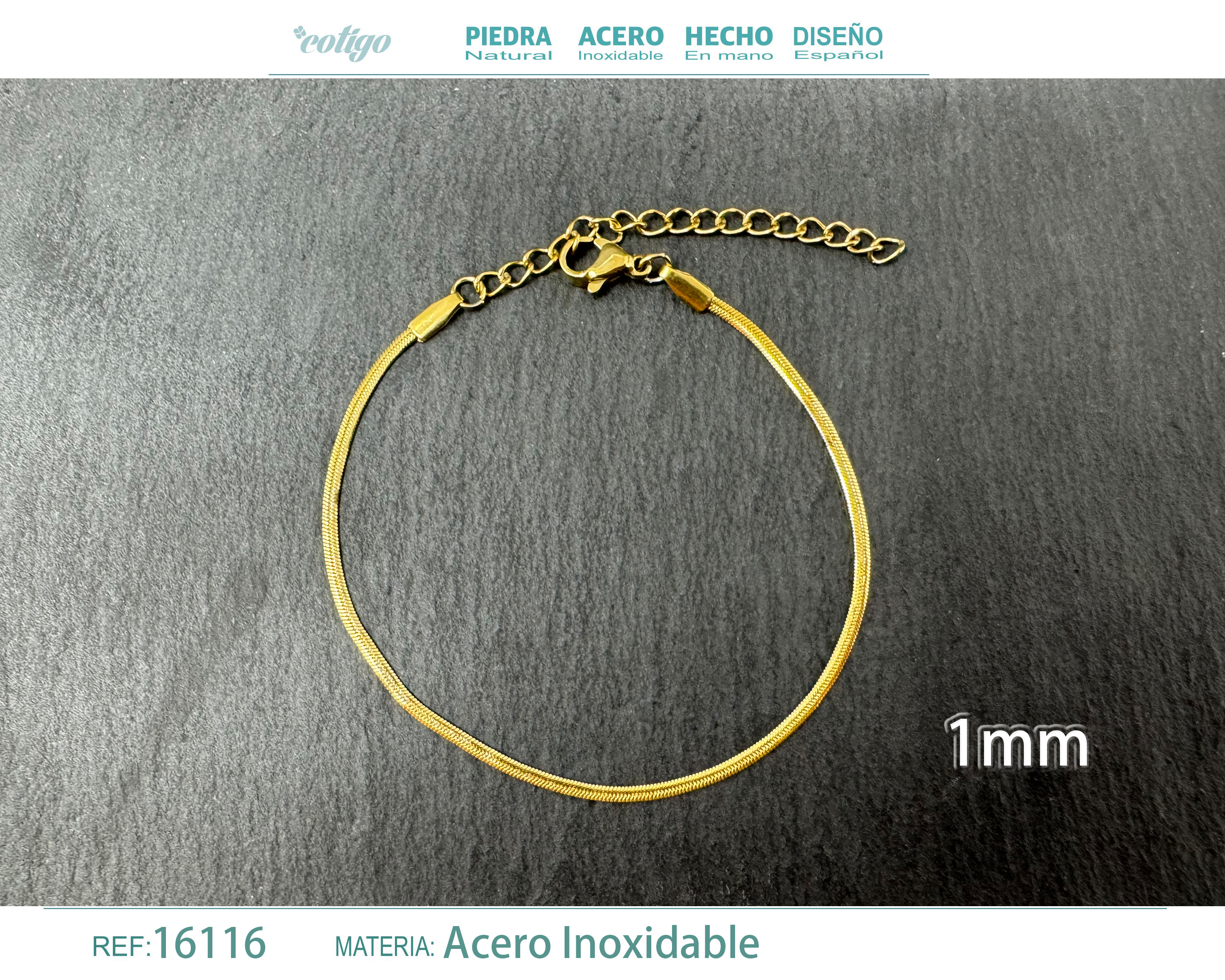 Pulsera de Cadena Acero Dorado
