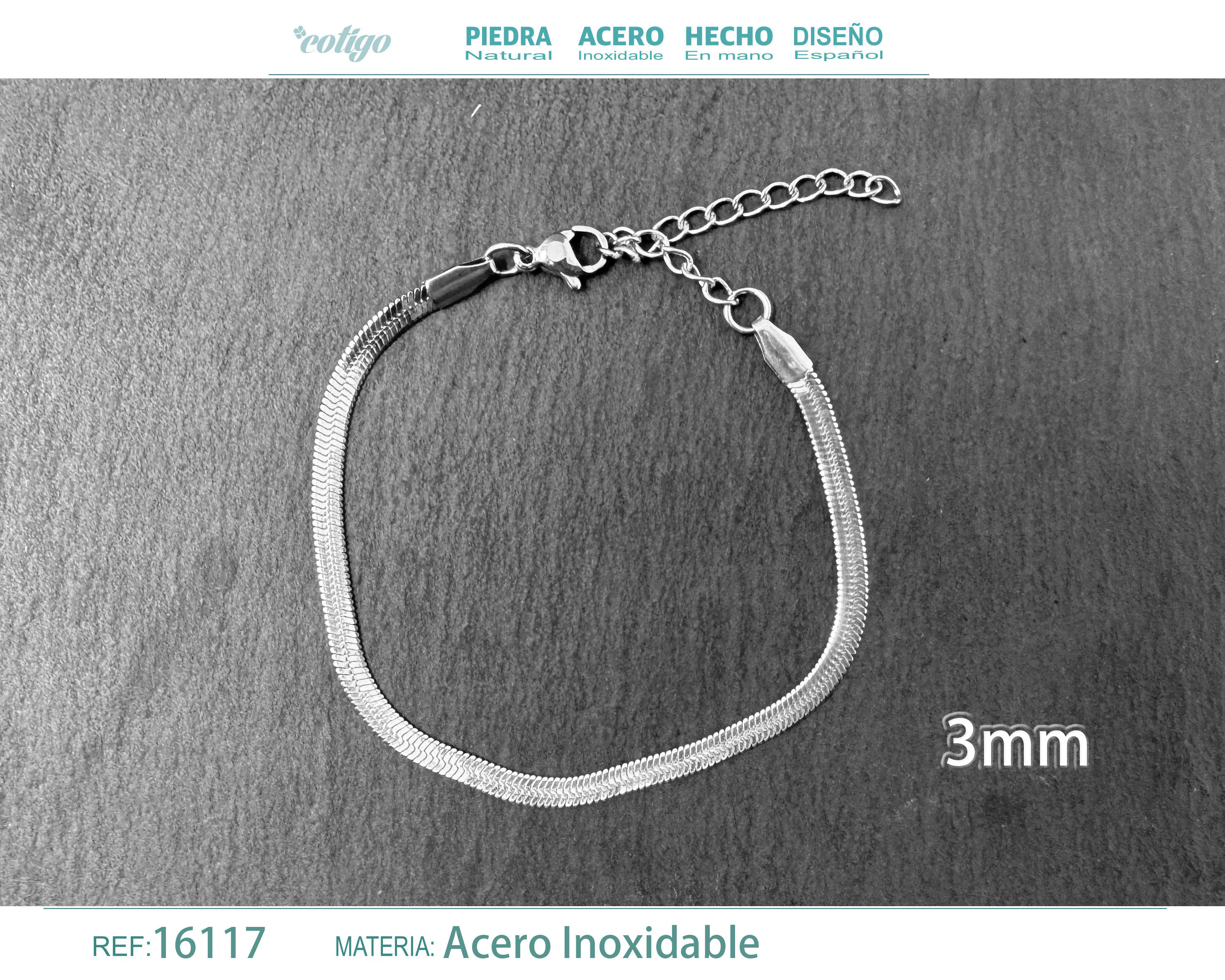 Pulsera de Cadena Acero Plateado