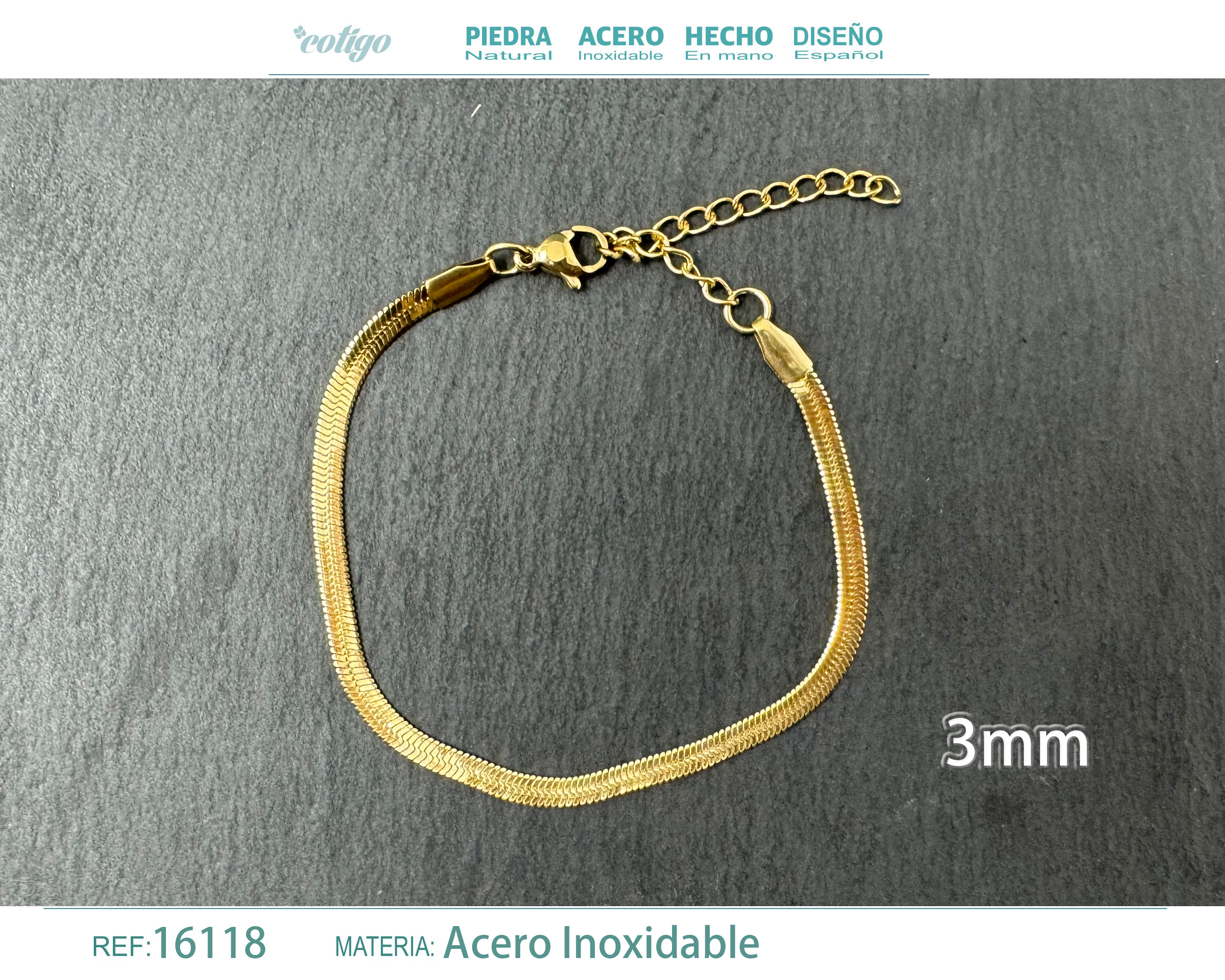 Pulsera de Cadena Acero Dorado