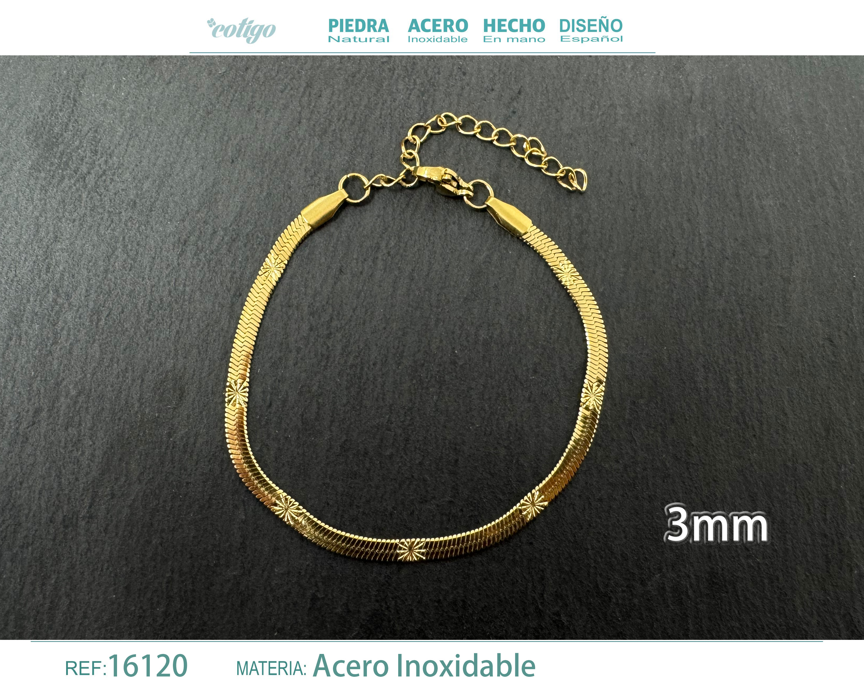 Pulsera de Cadena Acero Dorado
