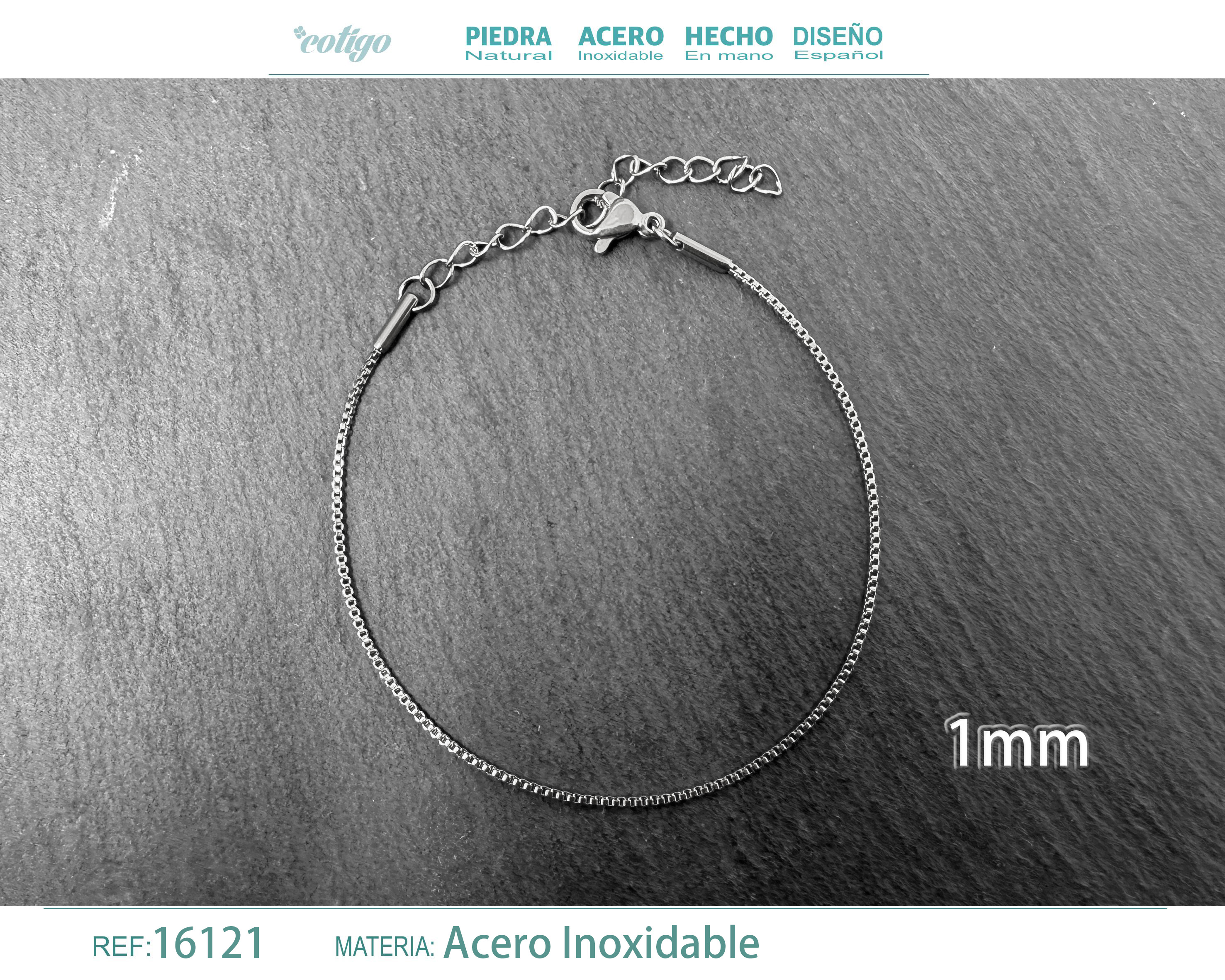 Pulsera de Cadena Acero Plateado