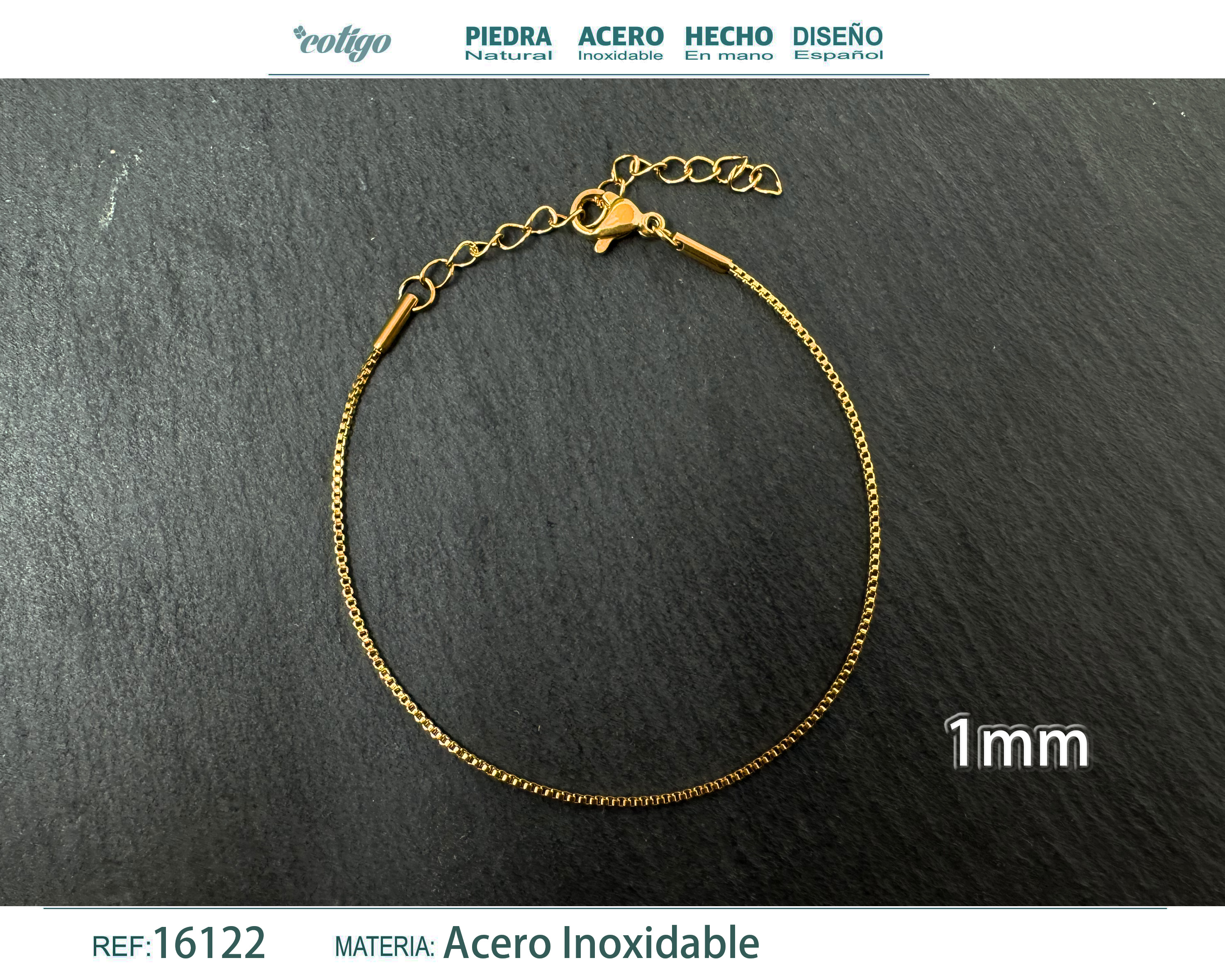 Pulsera de Cadena Acero Dorado