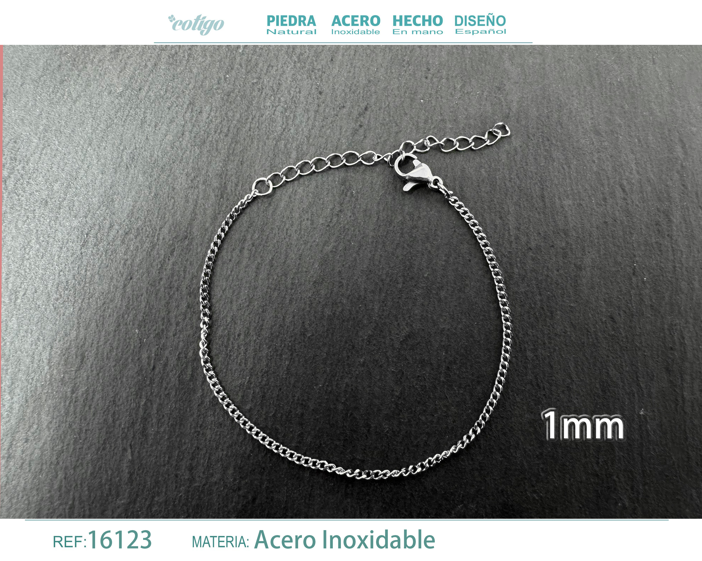 Pulsera de Cadena Acero Plateado