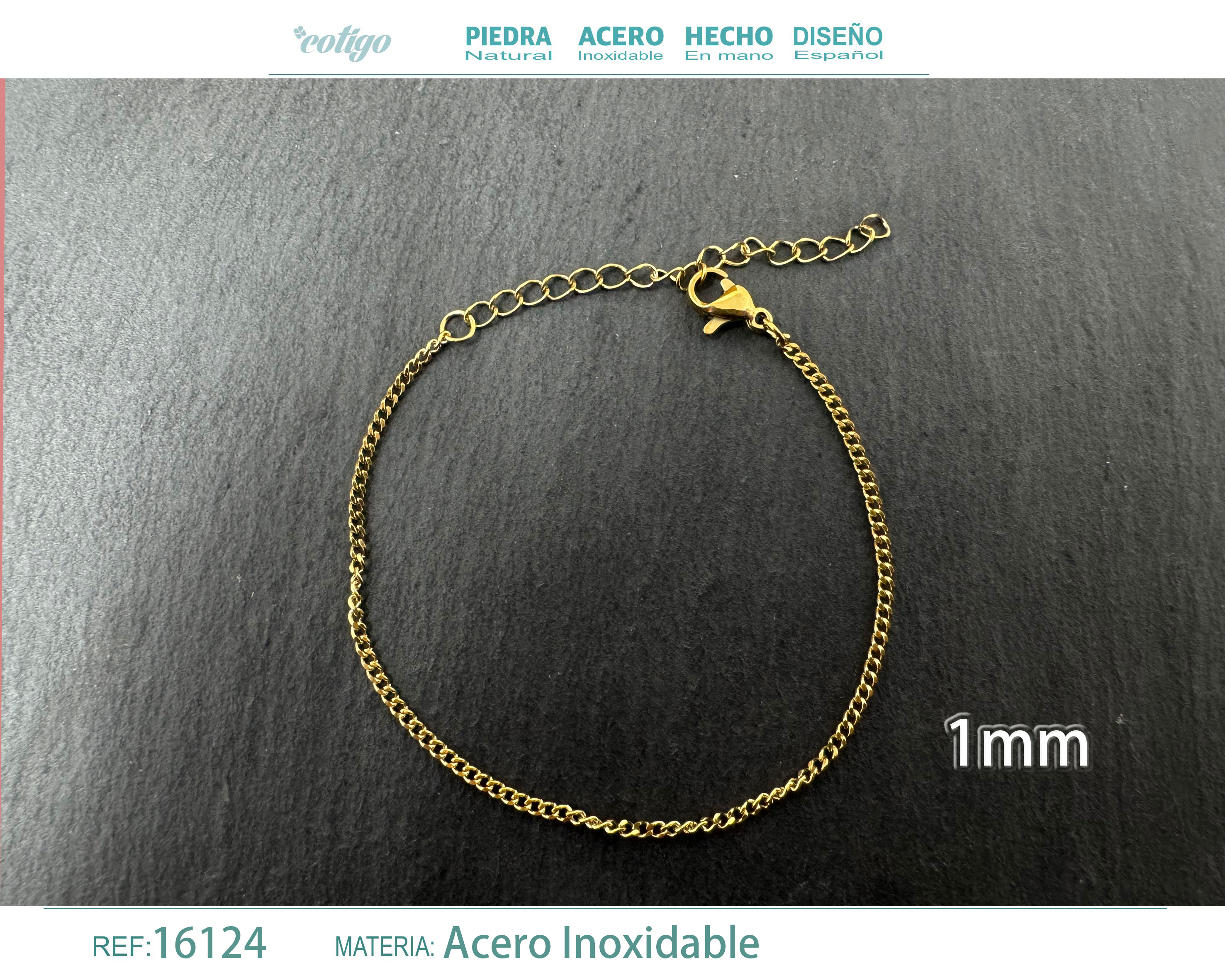 Pulsera de Cadena Acero Dorado