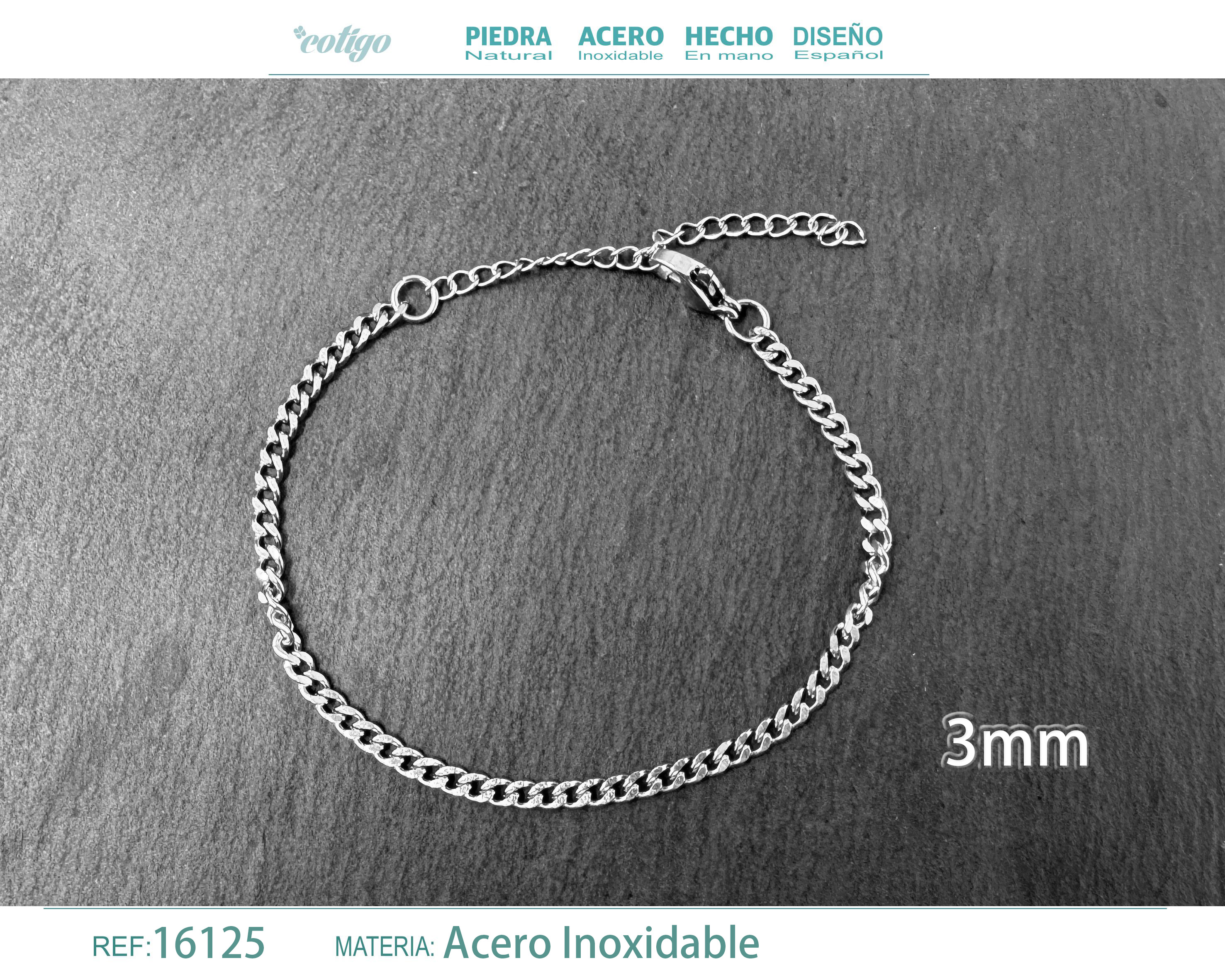 Pulsera de Cadena Acero Plateado