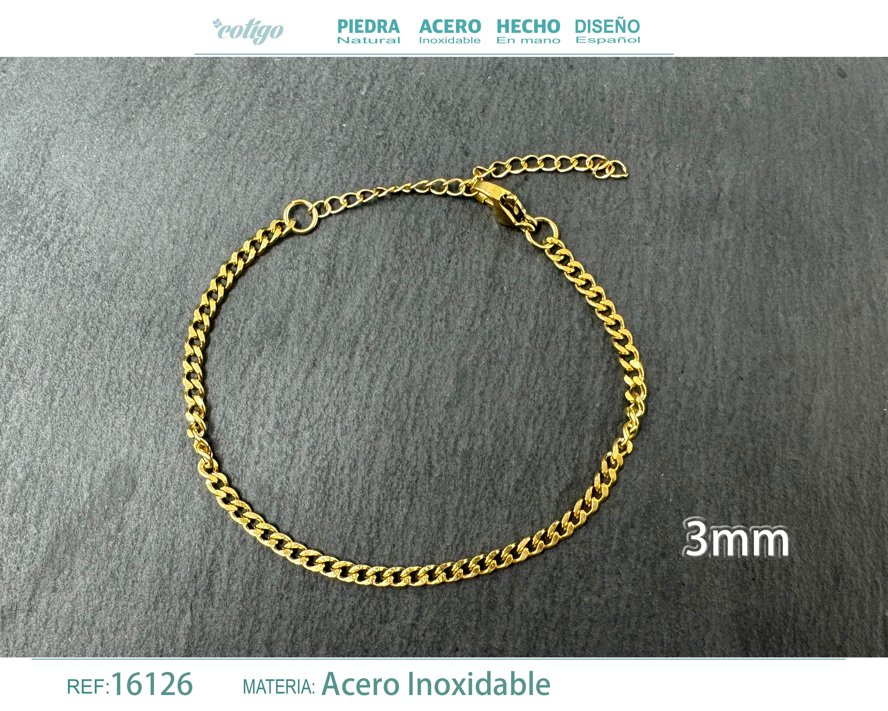 Pulsera de Cadena Acero Dorado