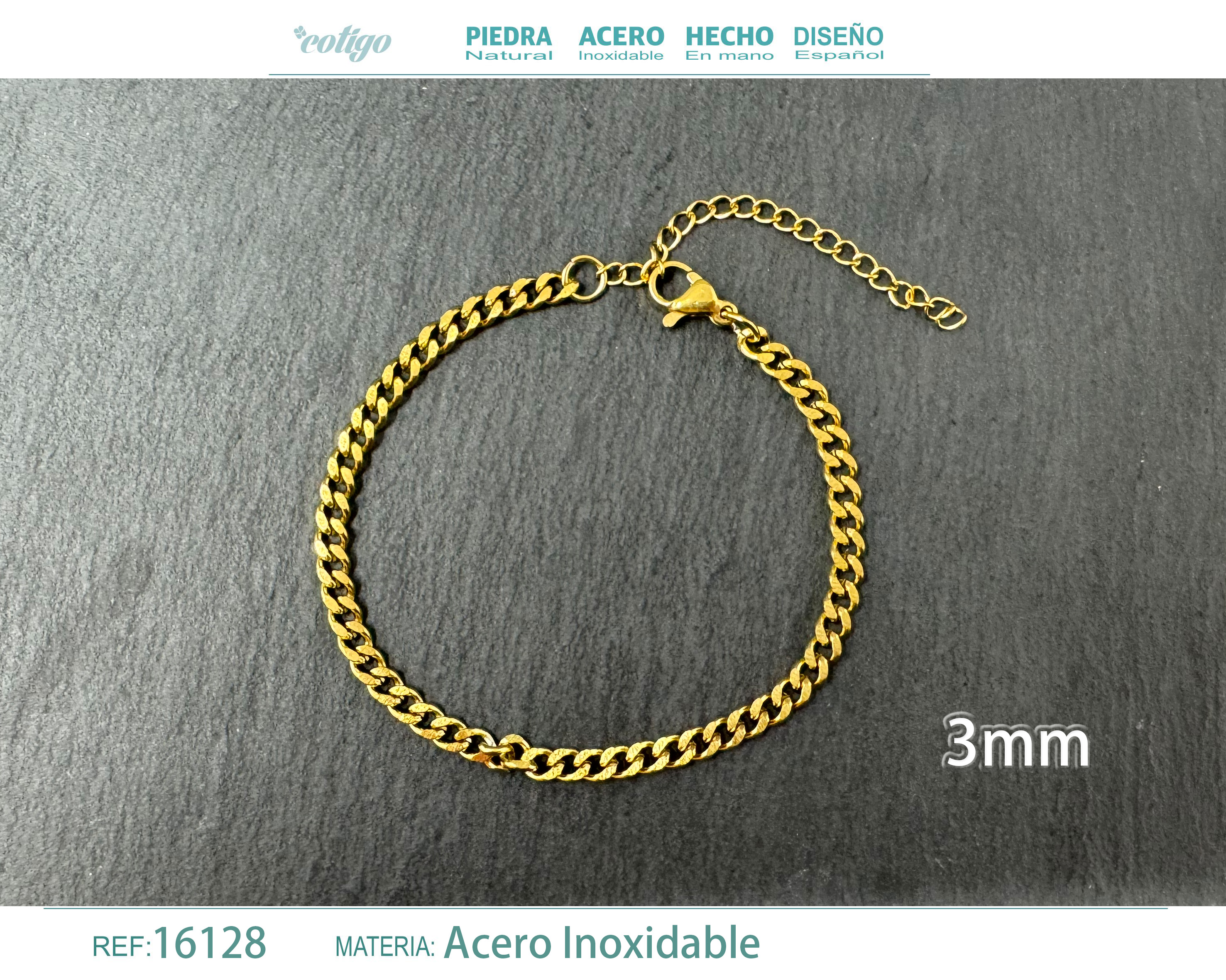 Pulsera de Cadena Acero Dorado