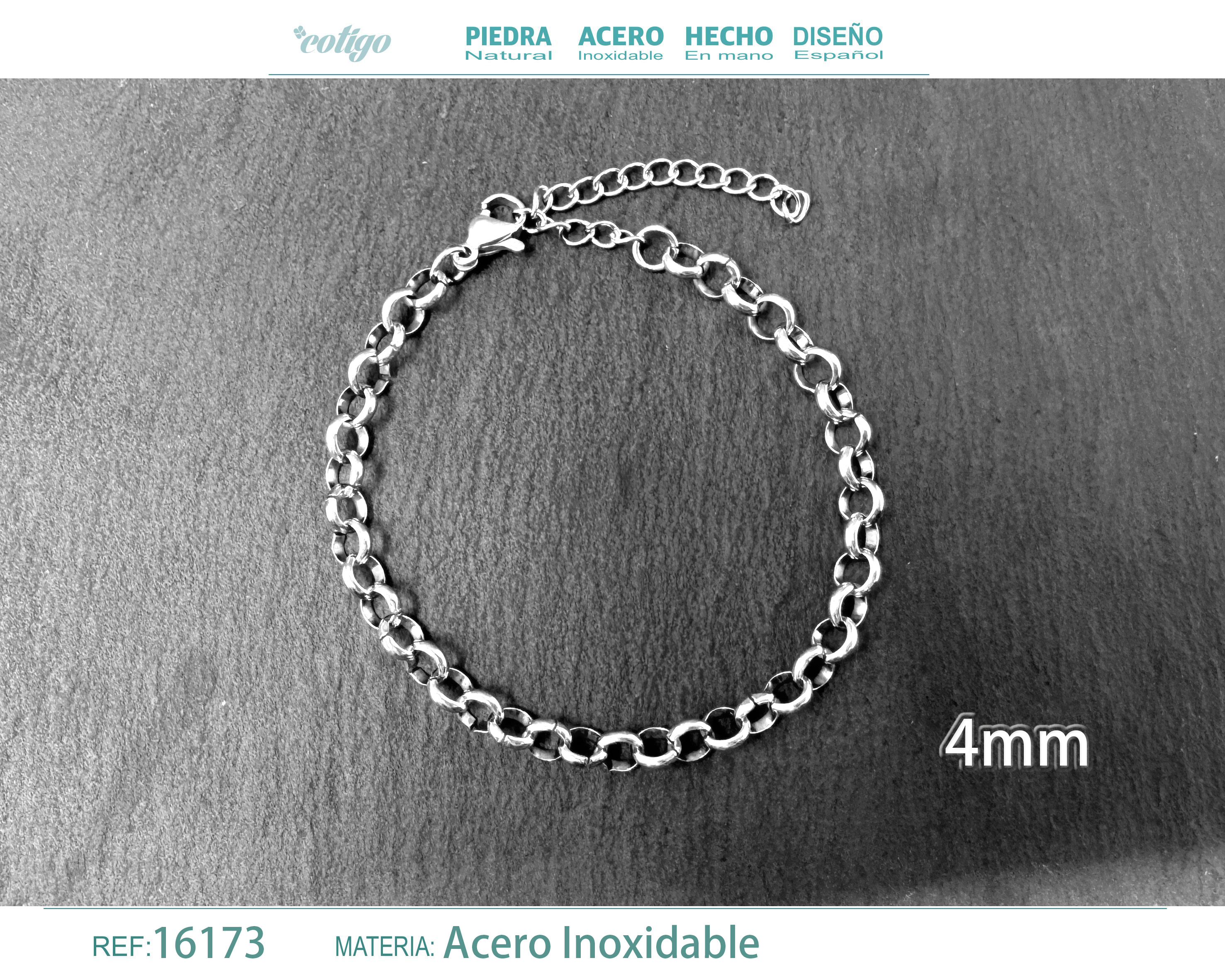 Pulsera de Cadena Acero Plateado