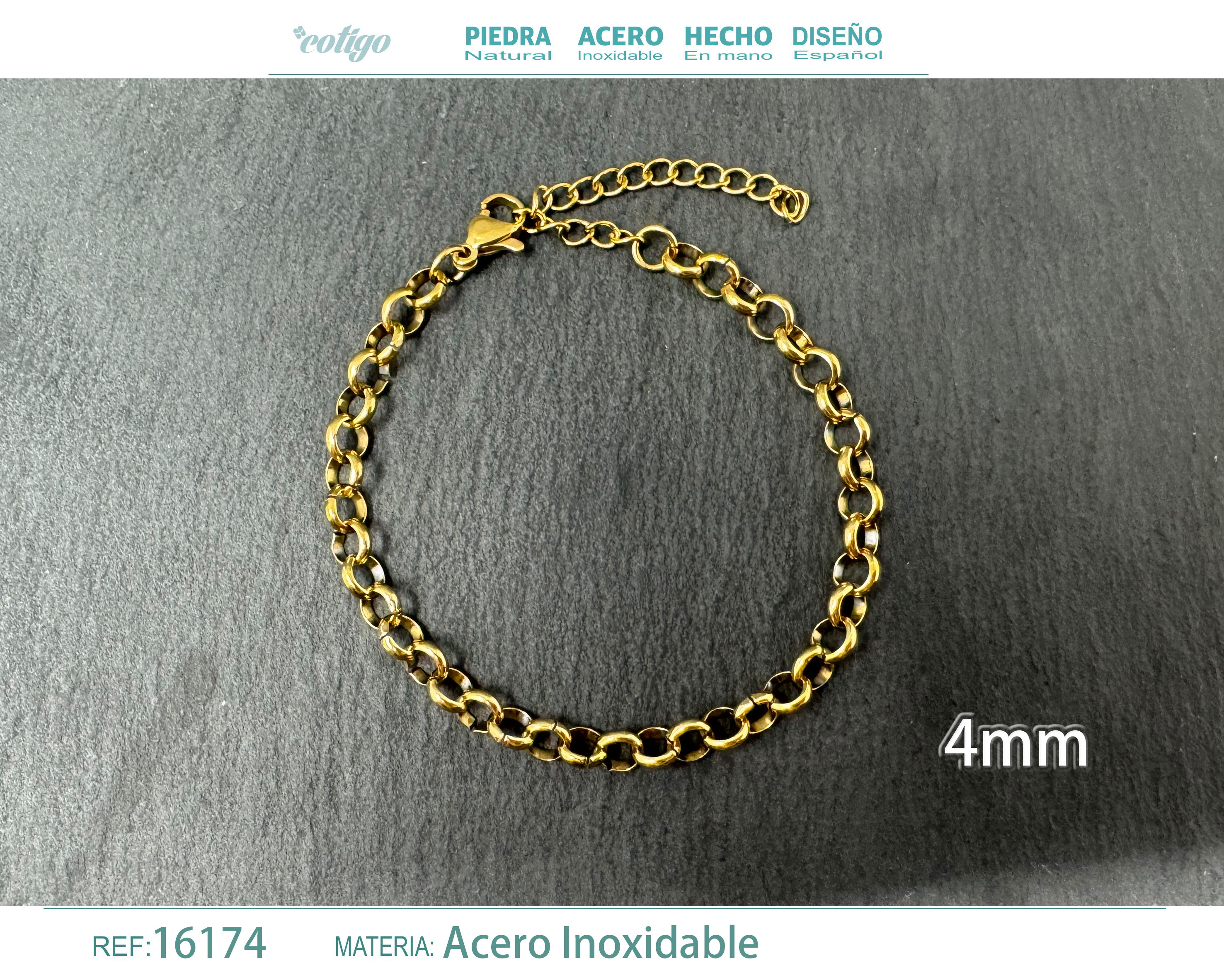 Pulsera de Cadena Acero Dorado