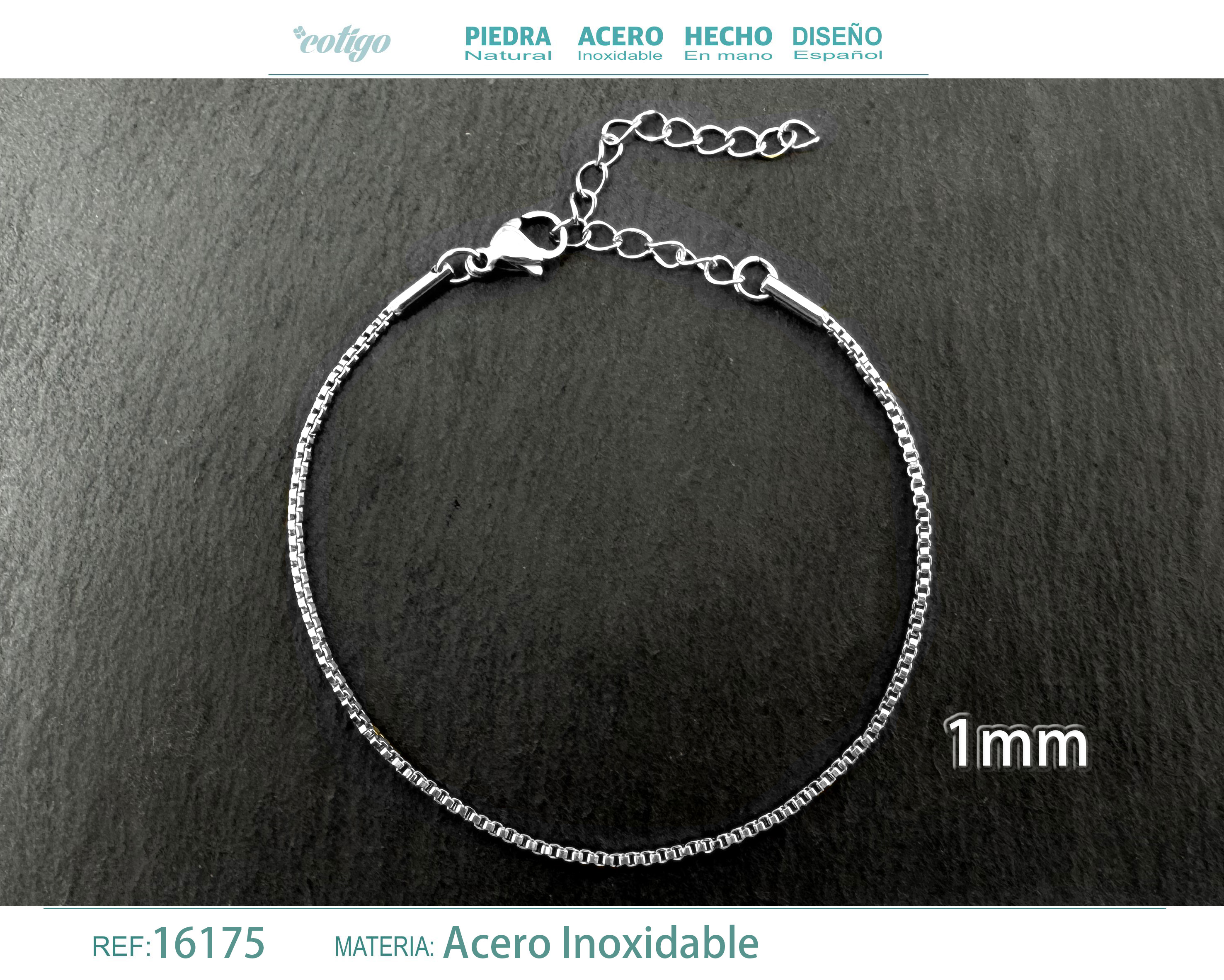 Pulsera de Cadena Acero Plateado