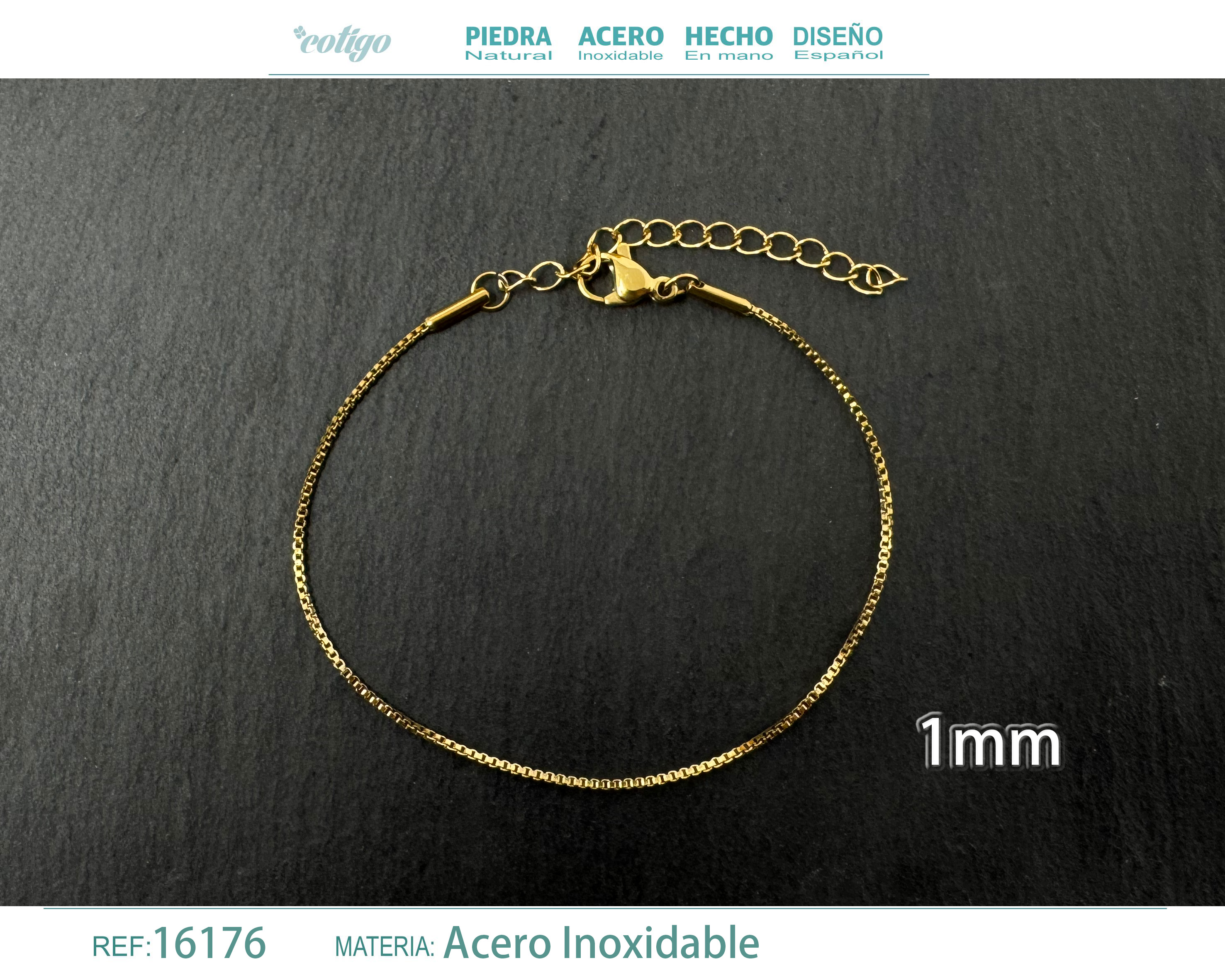 Pulsera de Cadena Acero Dorado