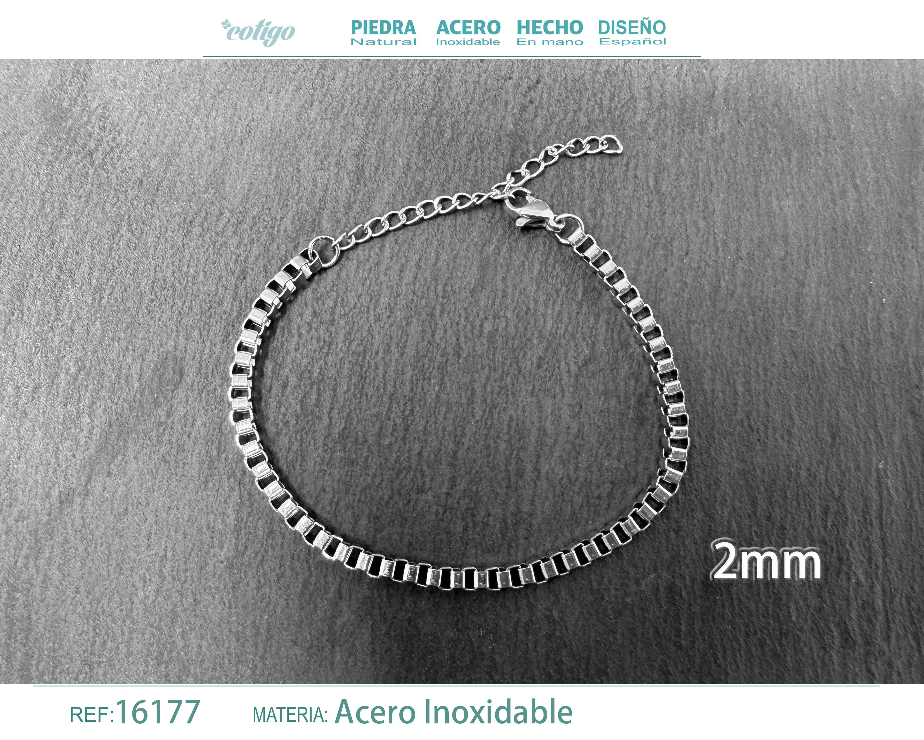 Pulsera de Cadena Acero Plateado