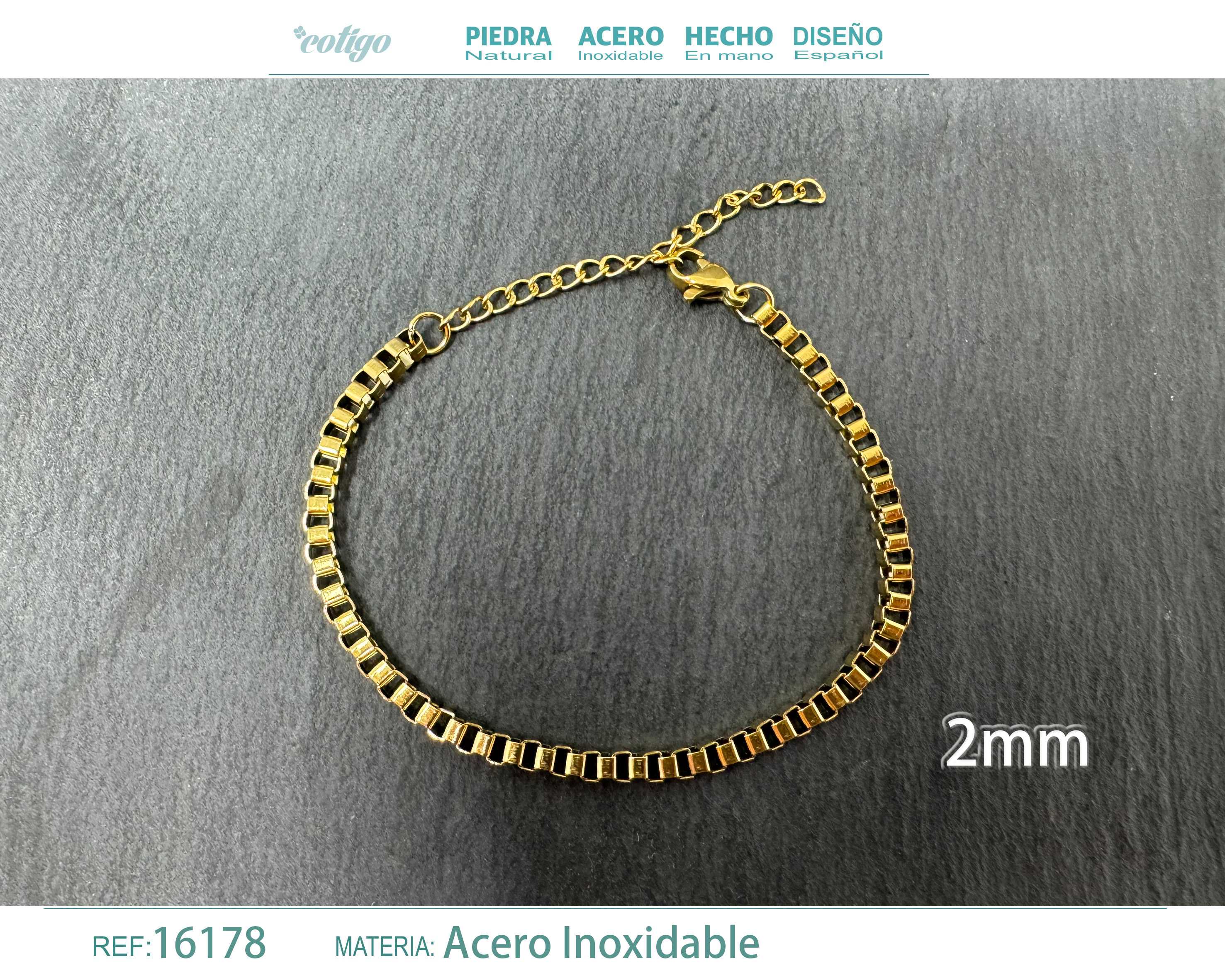 Pulsera de Cadena Acero Dorado