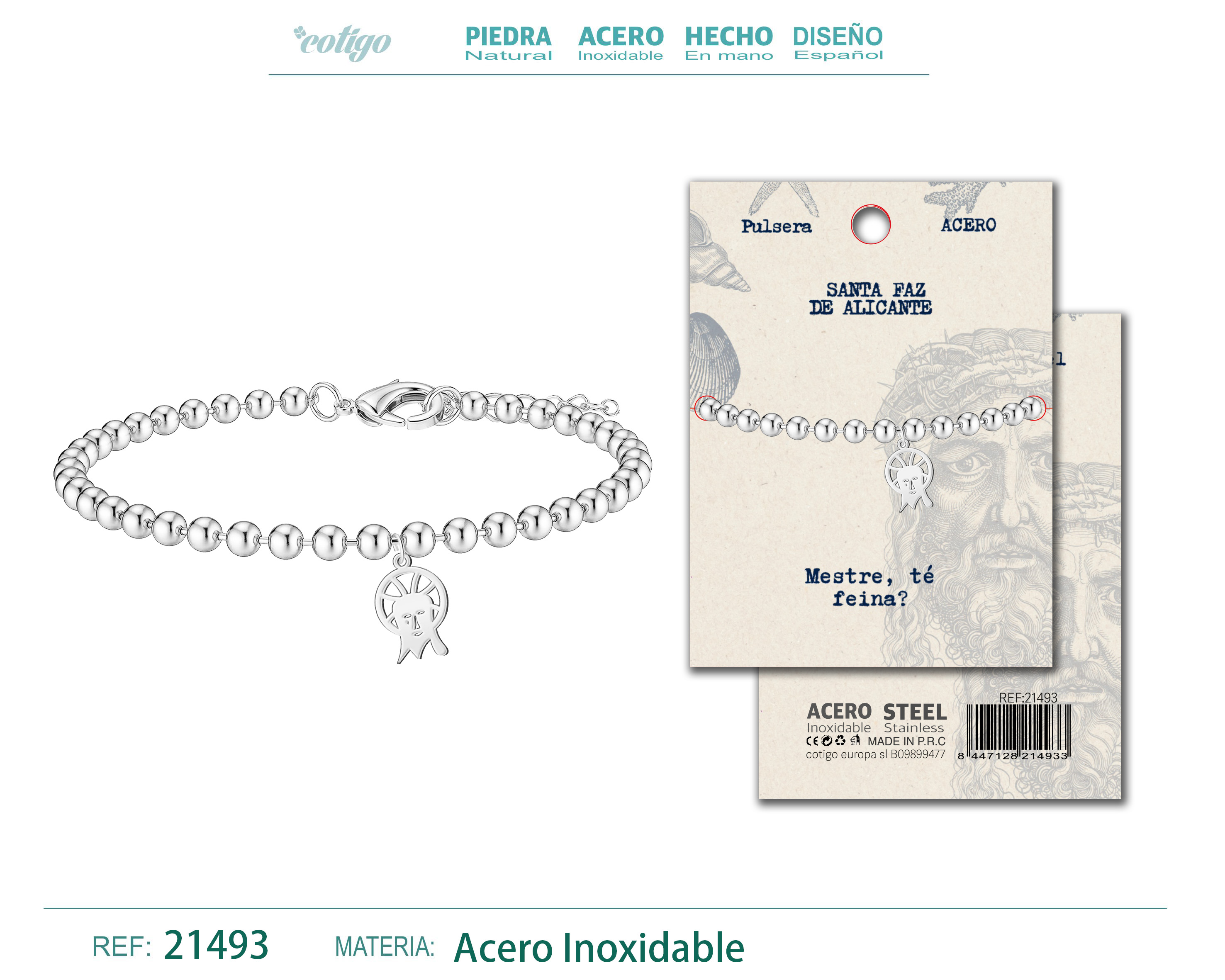 Pulsera Santa Faz de Alicante Acero Plateado